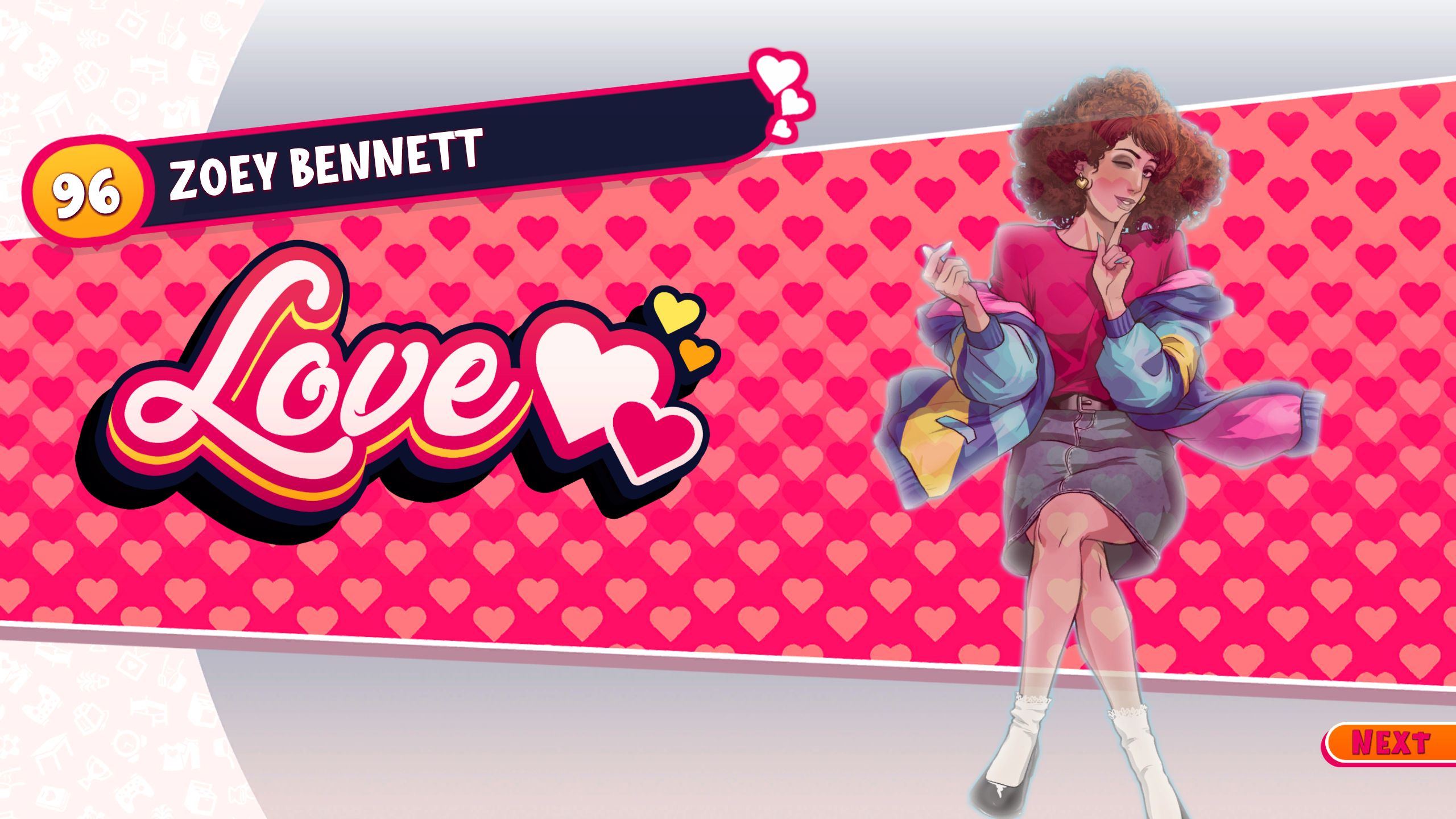 Zoey's Love ending card in Date Everything!