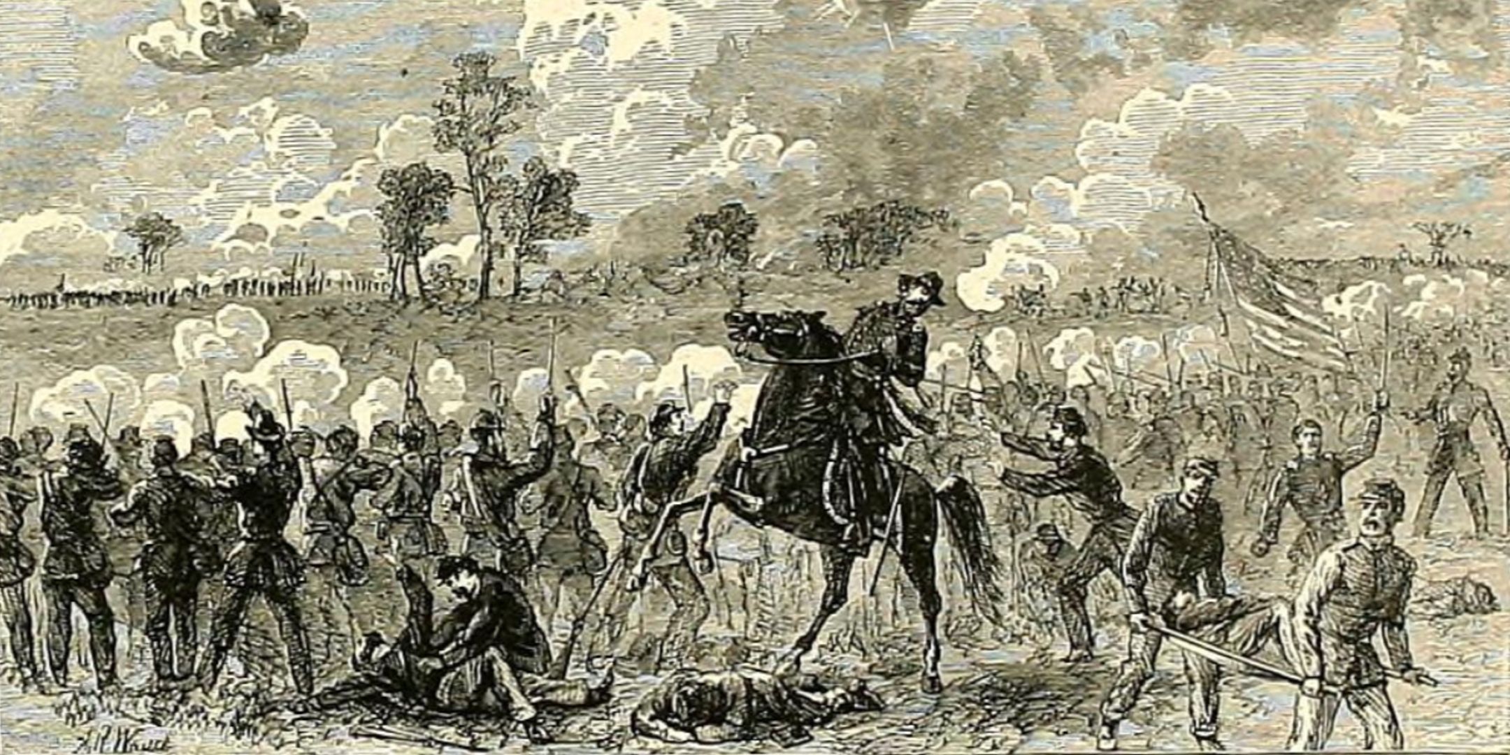Death of General Thomas Williams at the Battle of Baton Rouge, illustration by Harper's pictorial history of the Civil War Volume 2.