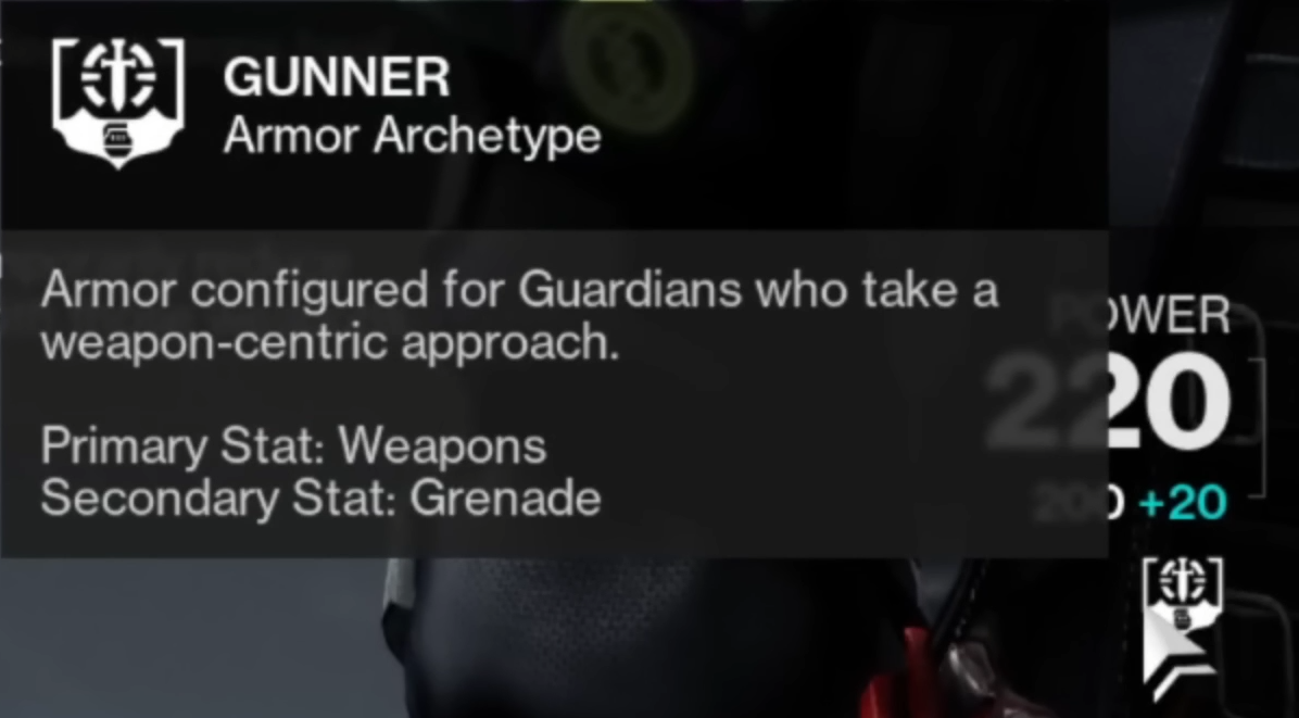 Destiny 2 Gunner Armor Archetype