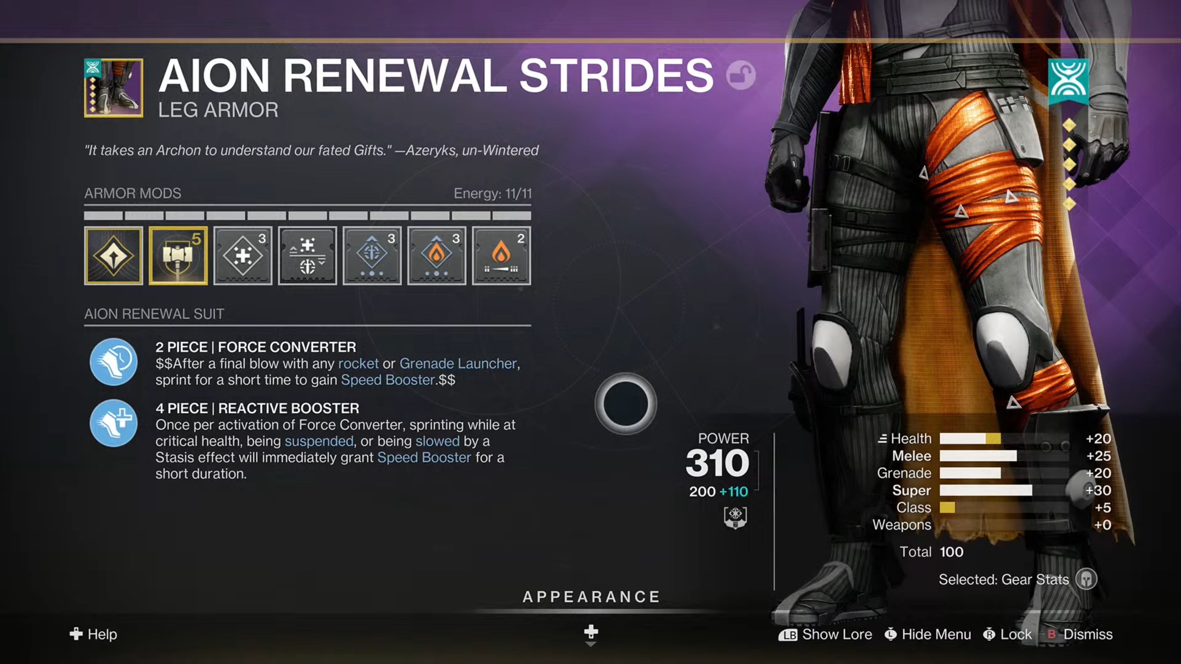 Destiny 2 T5 Leg Armor Example