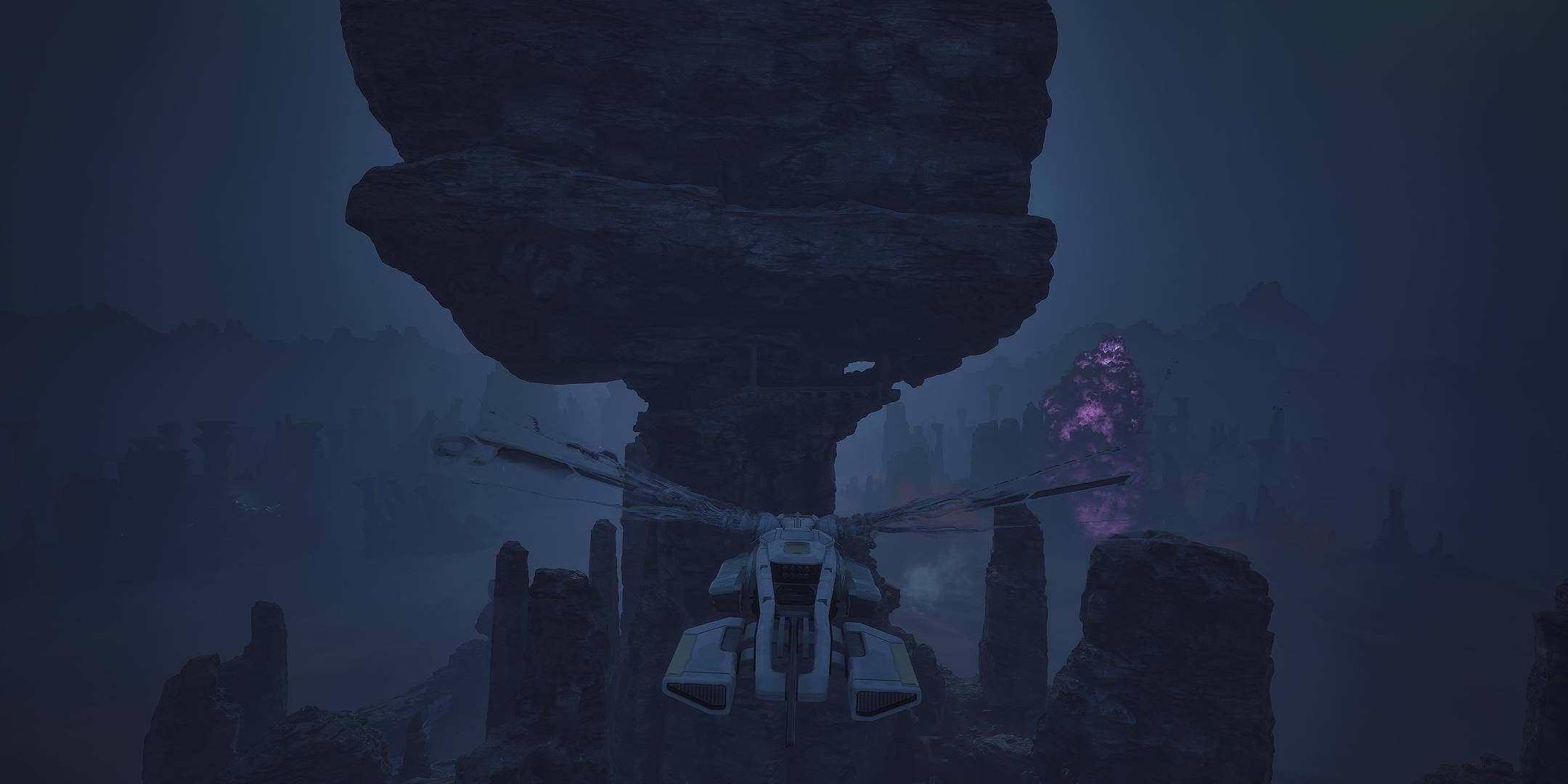 Dune Awakening Ornithopter flying next to the hammer