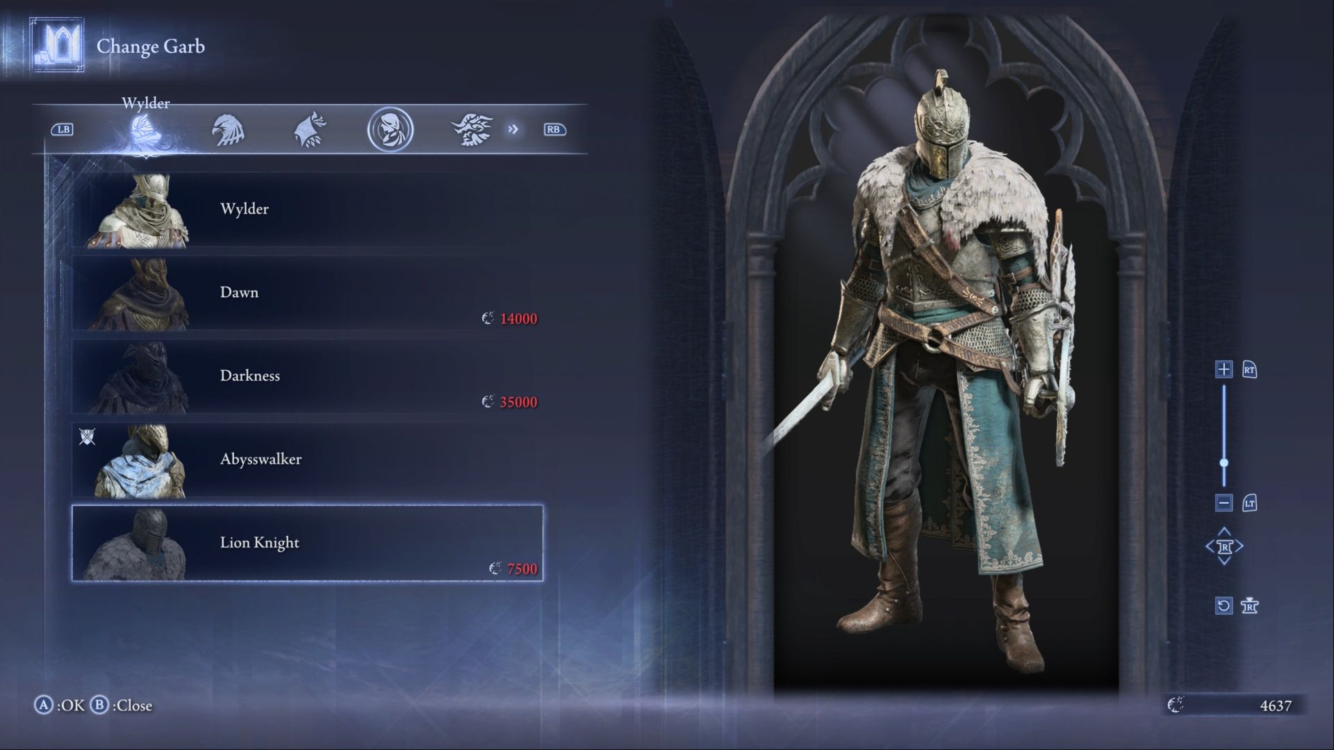 A look at the Lion Knight skin for Wylder in Elden Ring Nightreign.