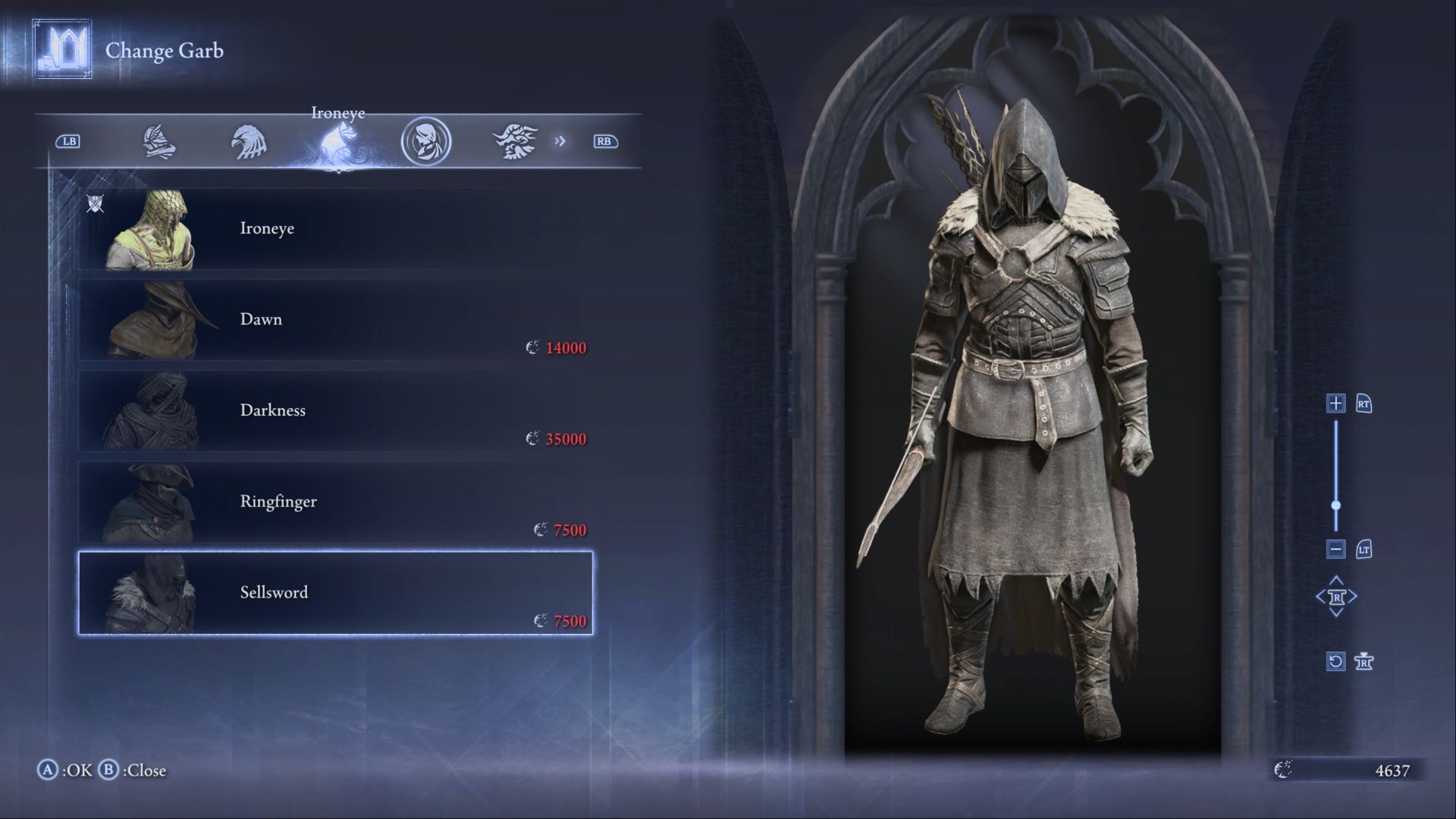 A look at the Sellsword skin for Ironeye in Elden Ring Nightreign.