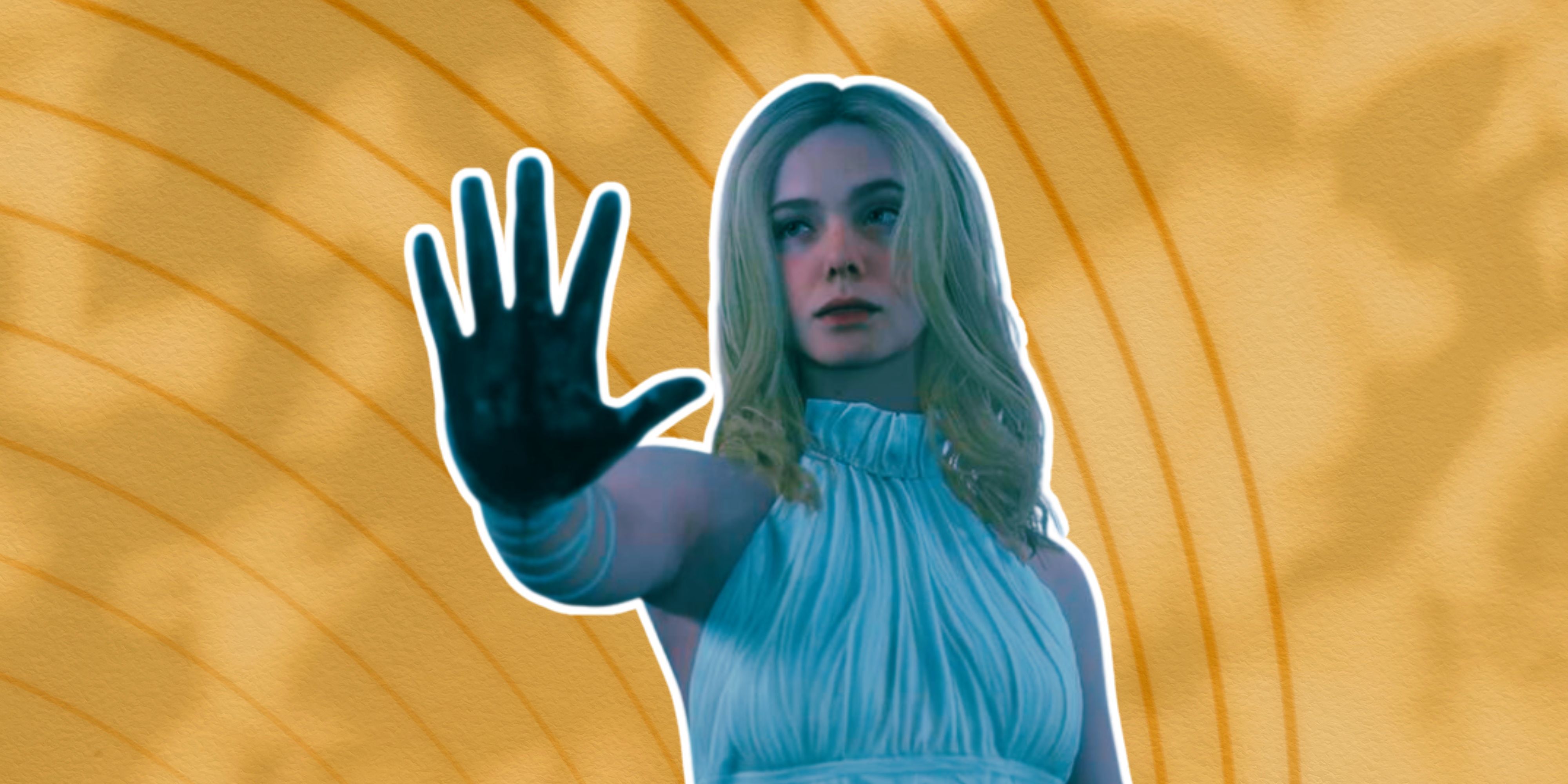Elle Fanning in Death Stranding 2 with white outline