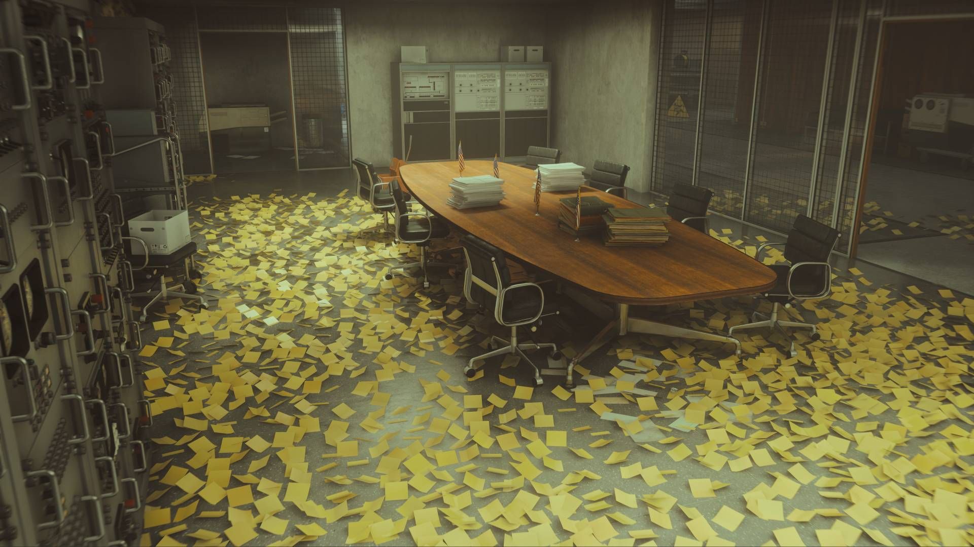 FBC Firebreak Conference Room Covered In Post-it Notes.
