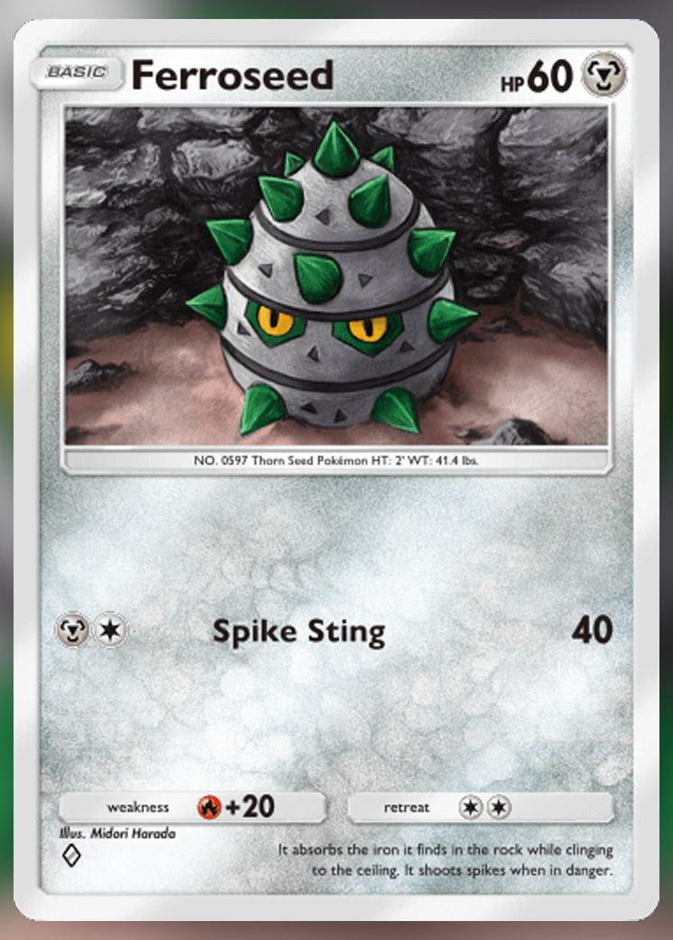 Ferroseed from Extradimensional Crisis in Pokemon TCG Pocket.