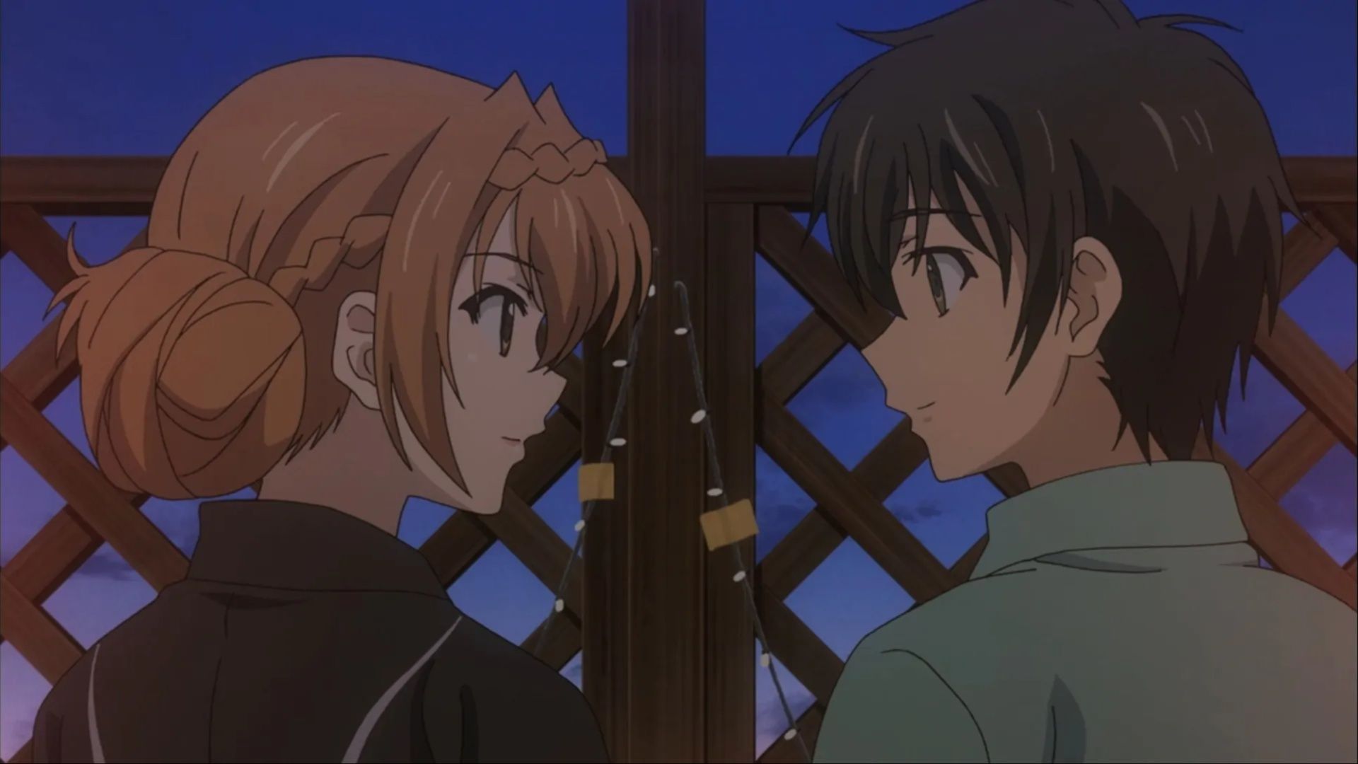 Kouko Kaga and Banri Tada looking each other in the eyes in Golden Time.