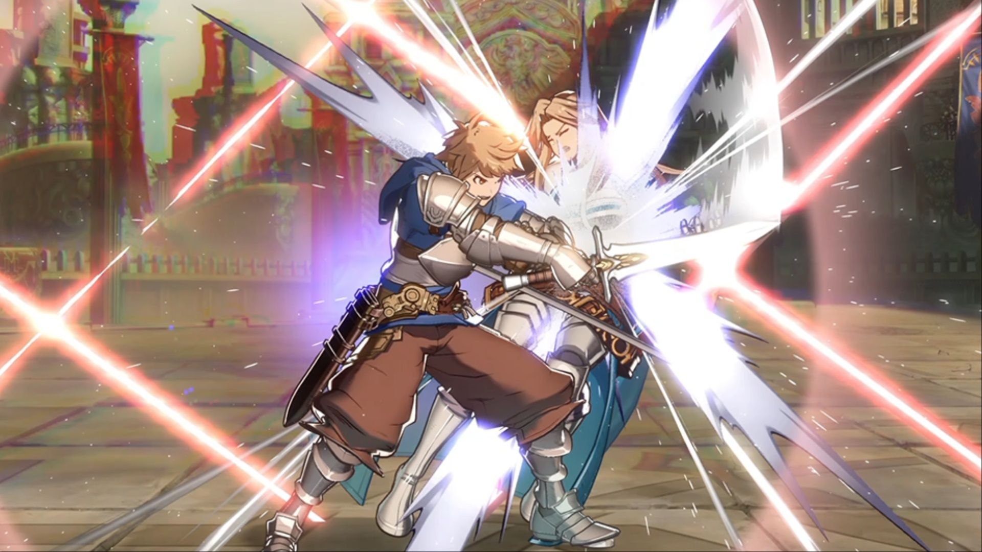Gran using his Brave Counter interrupt Katalina's offense in Granblue Fantasy Versus: Rising.
