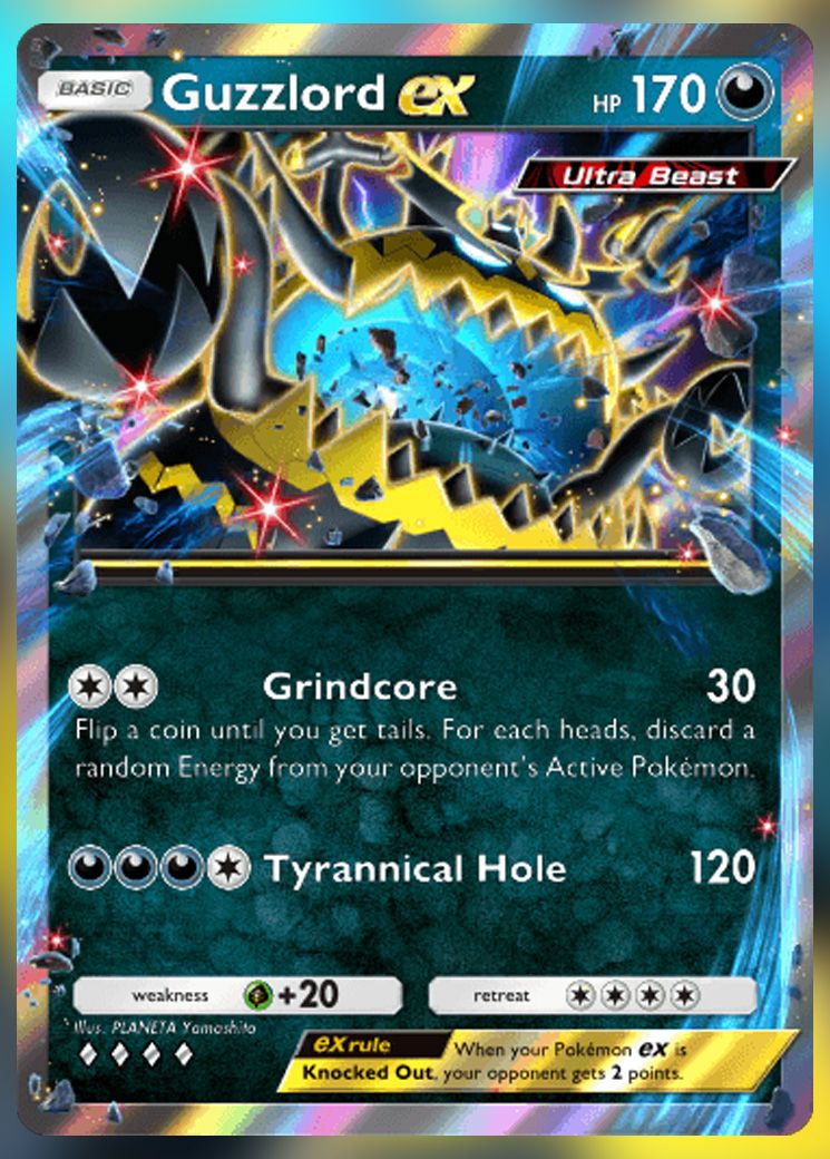 Guzzlord ex from Extradimensional Crisis in Pokemon TCG Pocket.