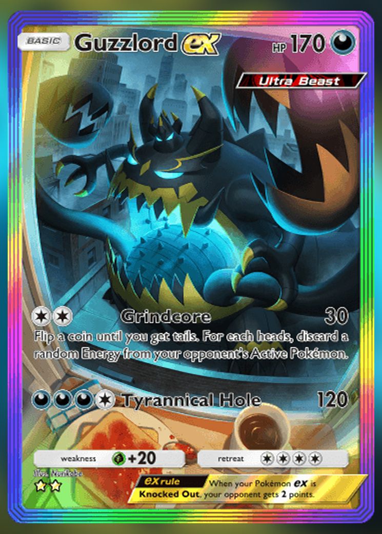 Guzzlord ex (Special Art Rare) from Extradimensional Crisis in Pokemon TCG Pocket.