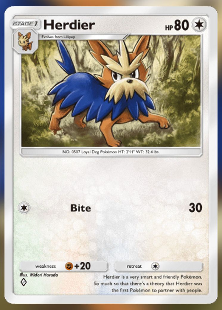 Herdier from Extradimensional Crisis in Pokemon TCG Pocket.
