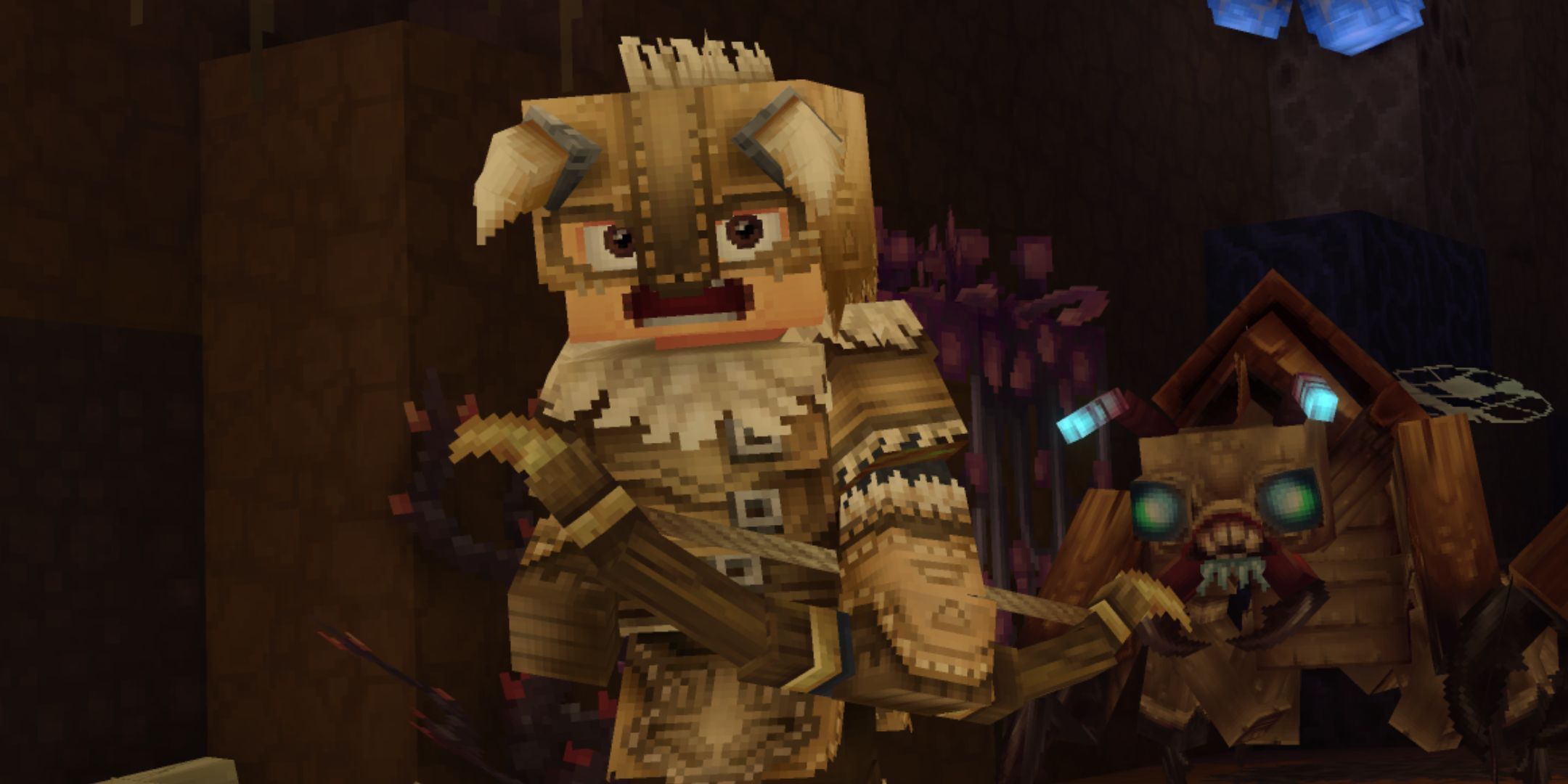 A character from Hytale fleeing a spider.
