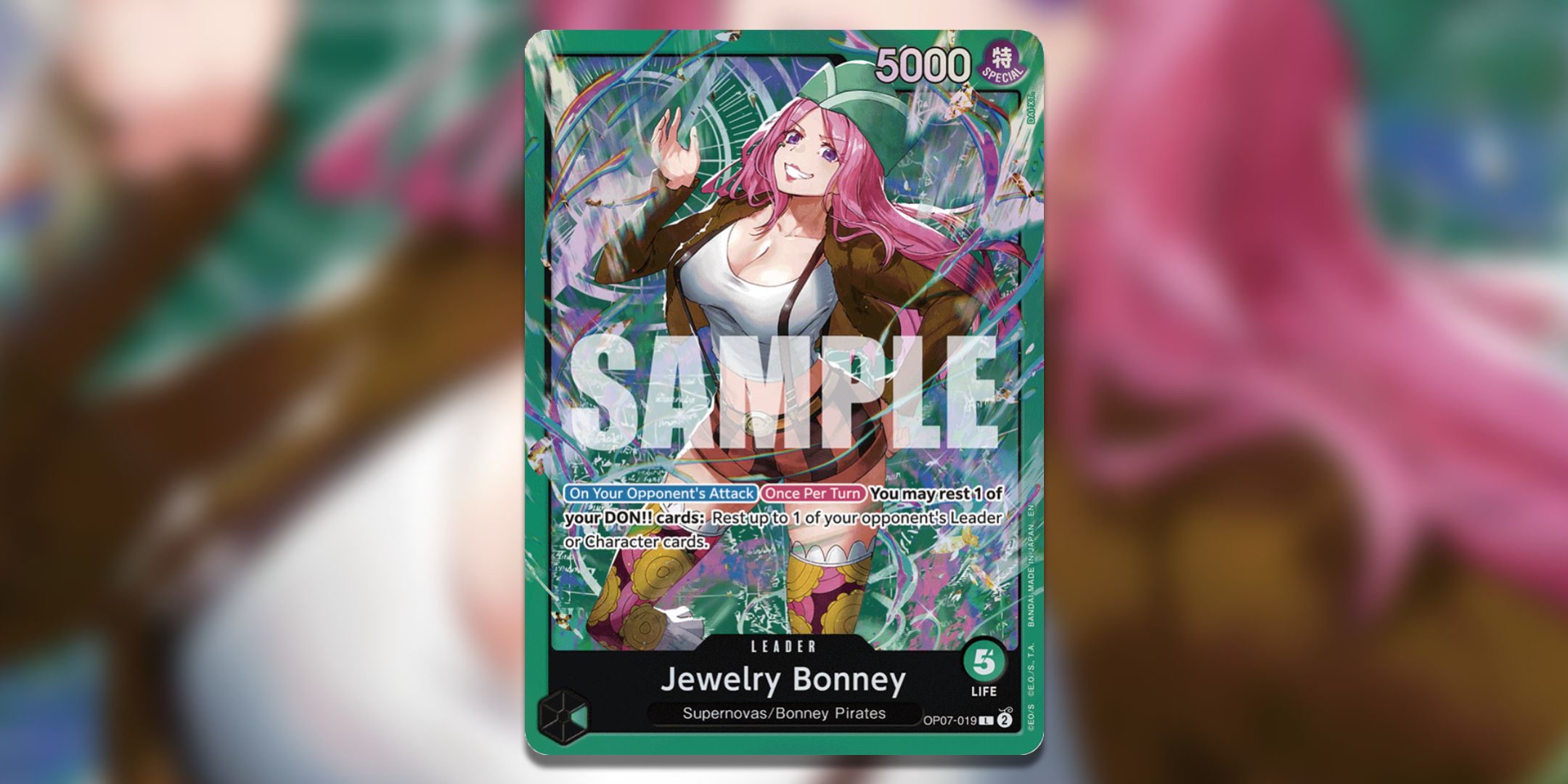 Jewelry Bonney reprint leader from ST24 from One Piece Card Game.