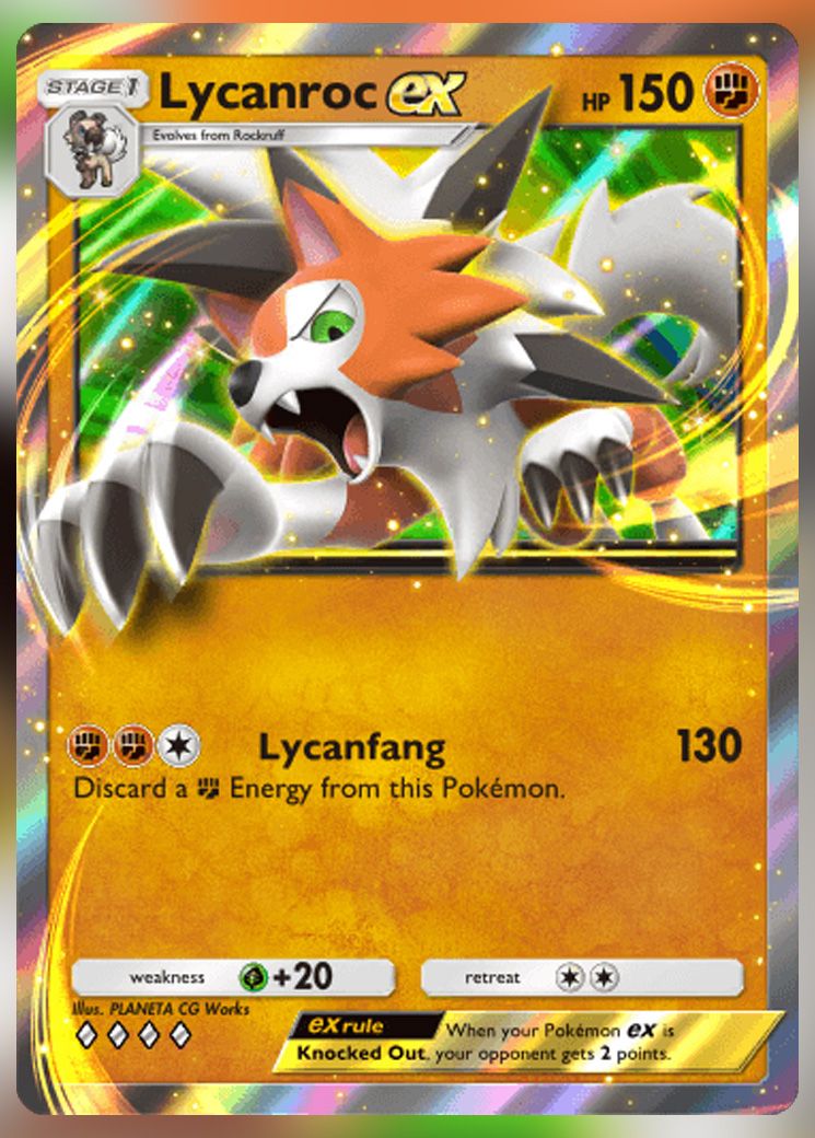 Lycanroc ex from Extradimensional Crisis in Pokemon TCG Pocket.
