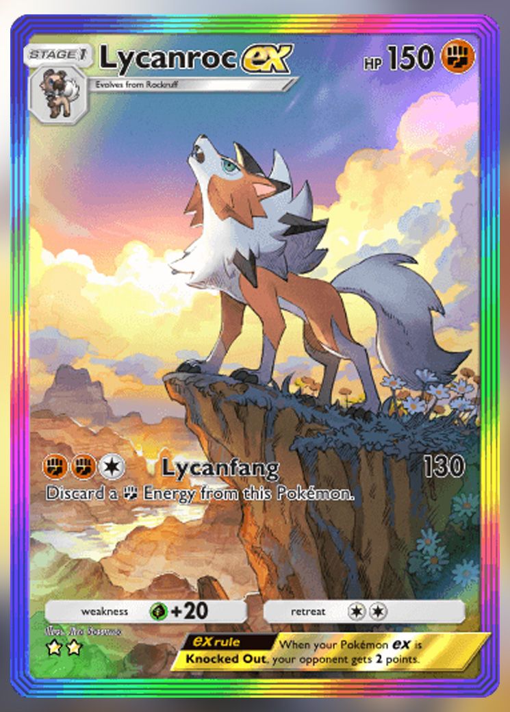 Lycanroc ex (Special Art Rare) from Extradimensional Crisis in Pokemon TCG Pocket.
