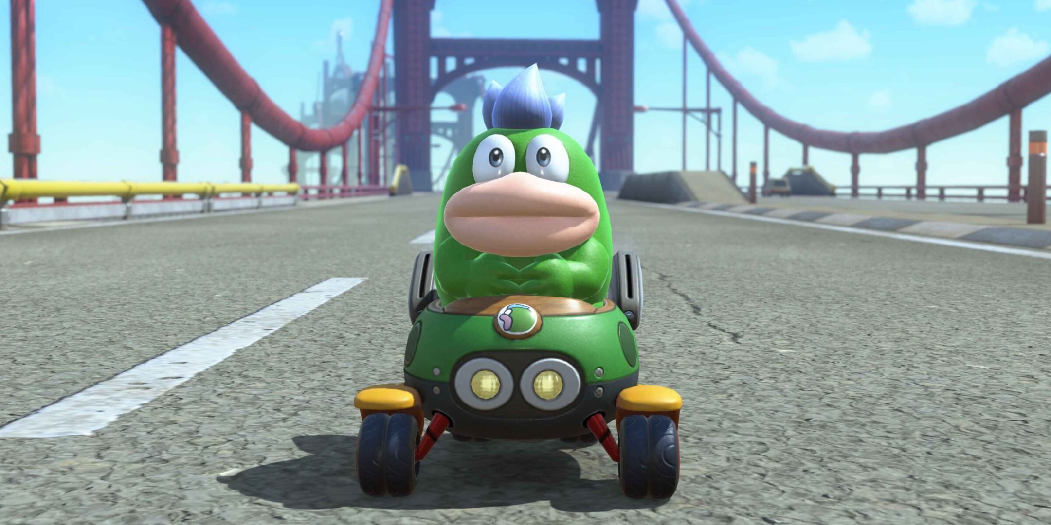 Spike facing the camera in Mario Kart World.
