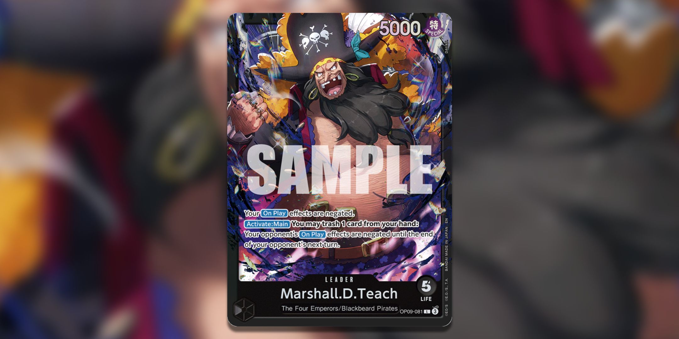 Marshall.D.Teach reprint leader from ST27 from One Piece Card Game.