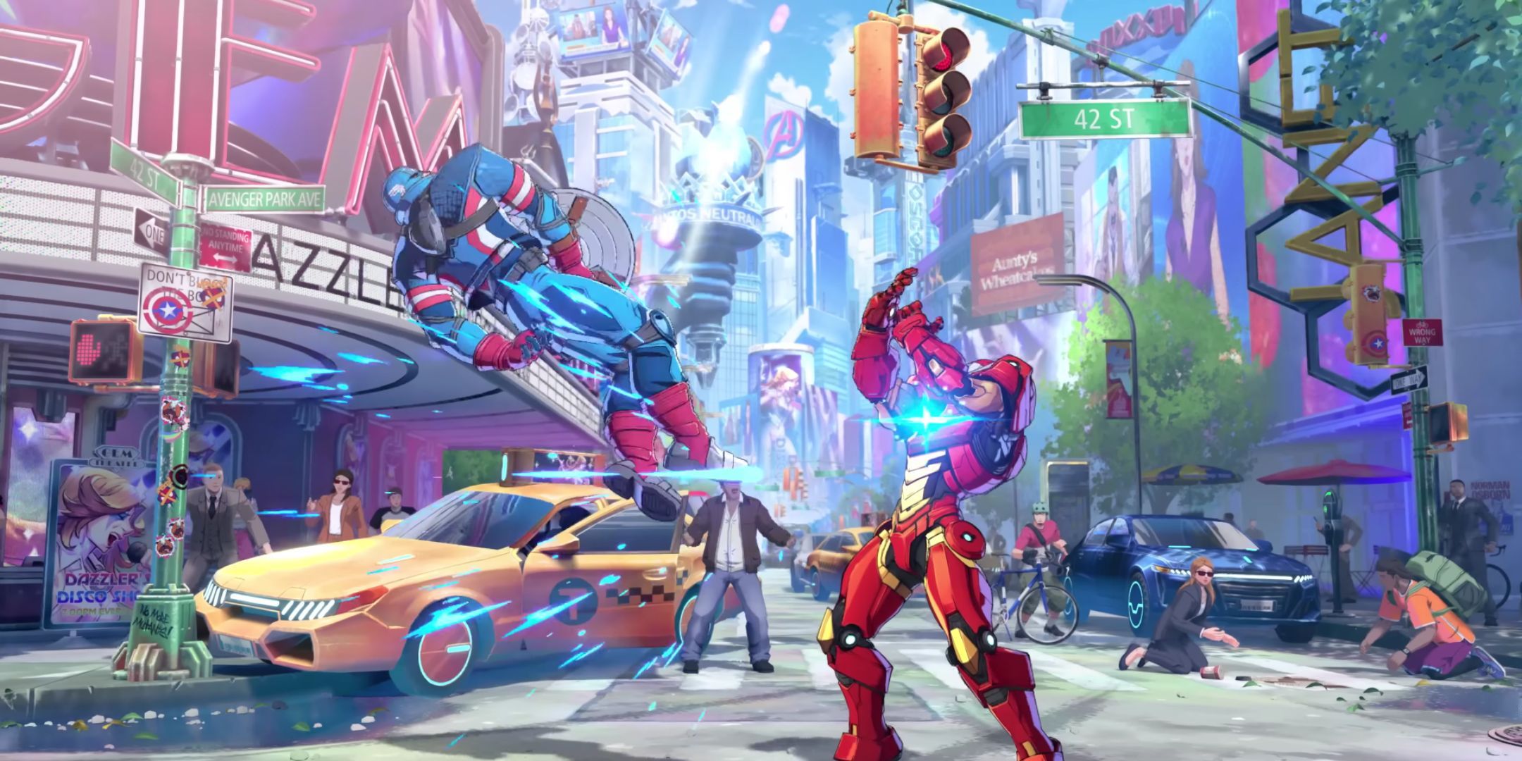 Iron Man and Captain America fighting in Marvel Tokon: Fighting Souls.