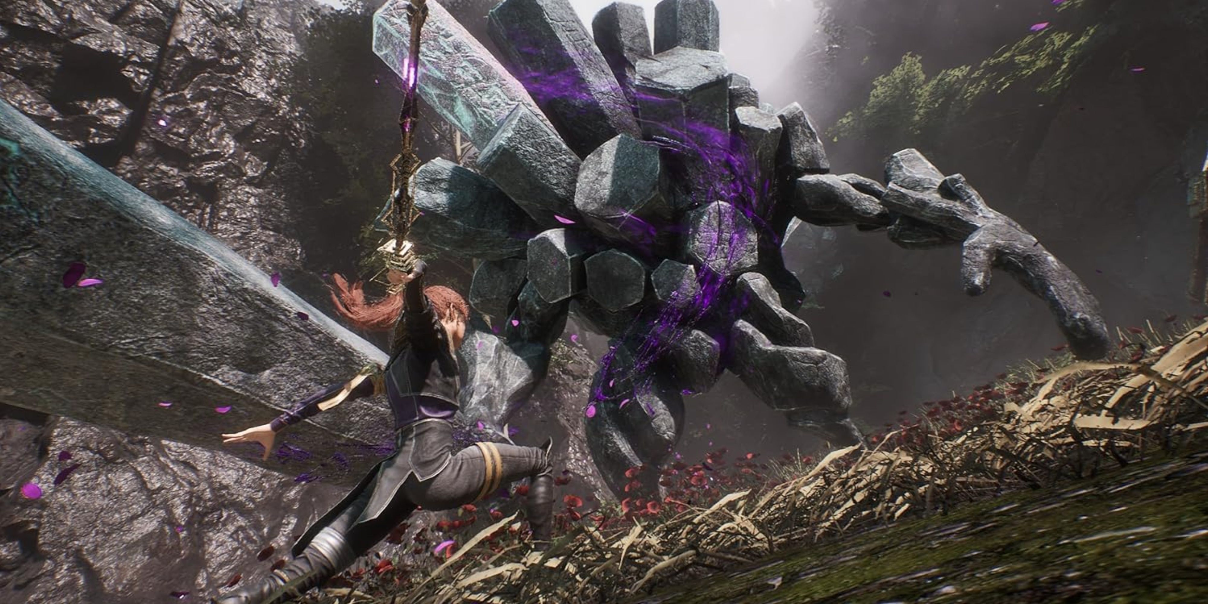 maelle fighting a rock monster in clair obscur expedition 33.