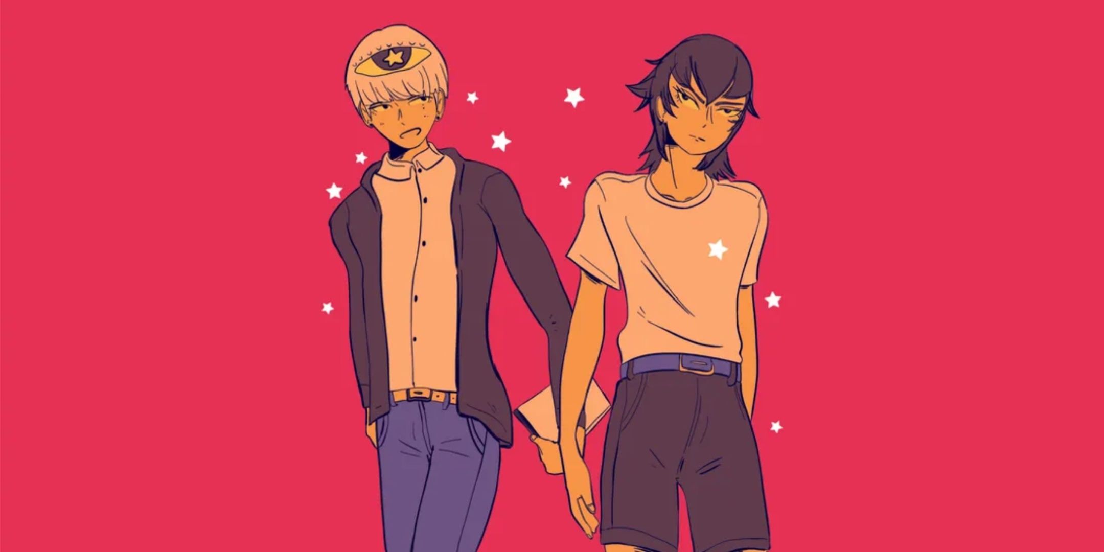 Sune and Nuki together on a red background from the milky way prince: the vampire star.