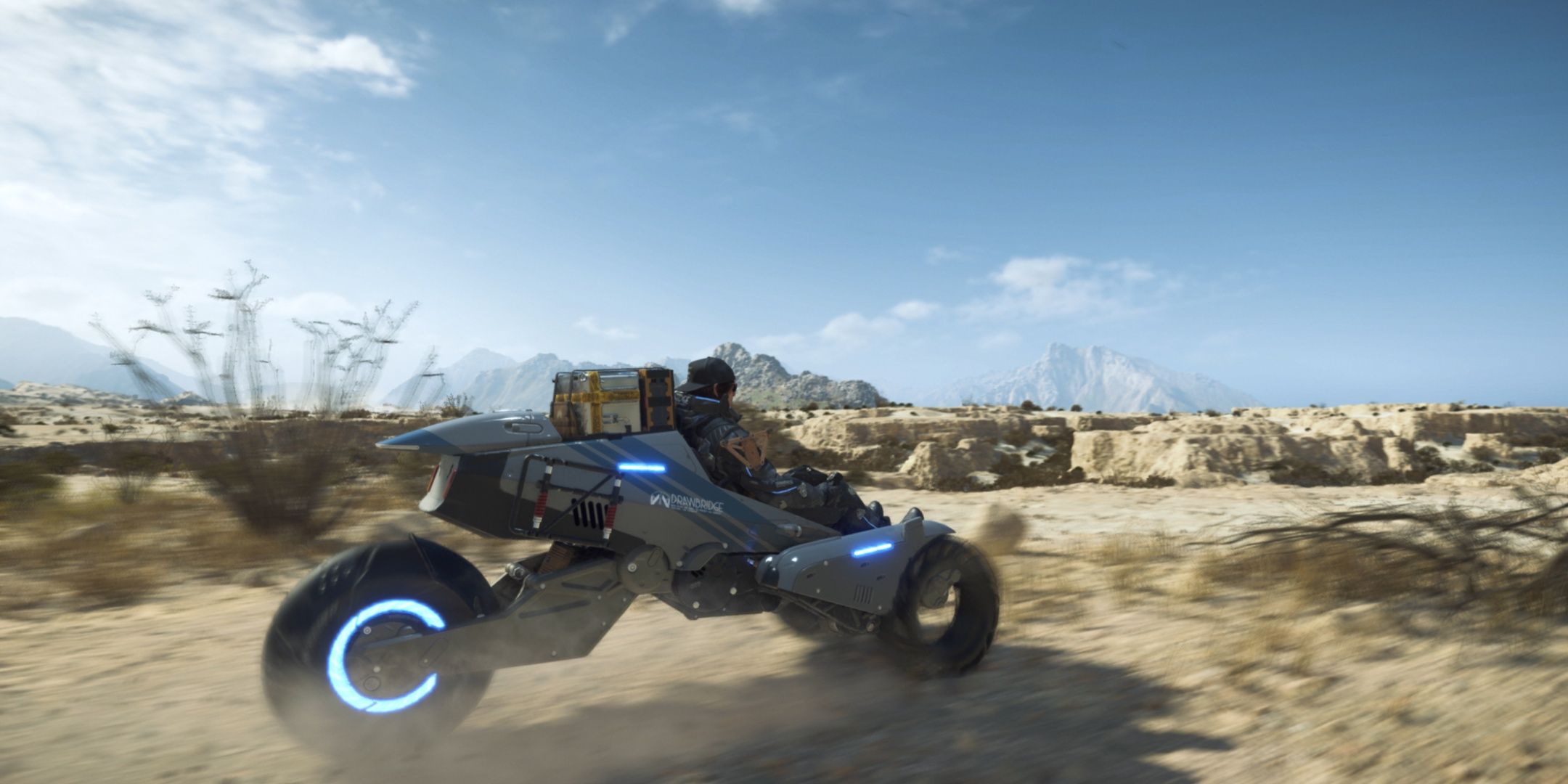 Sam rides a tri-cruiser across Mexico in Death Stranding 2. 
