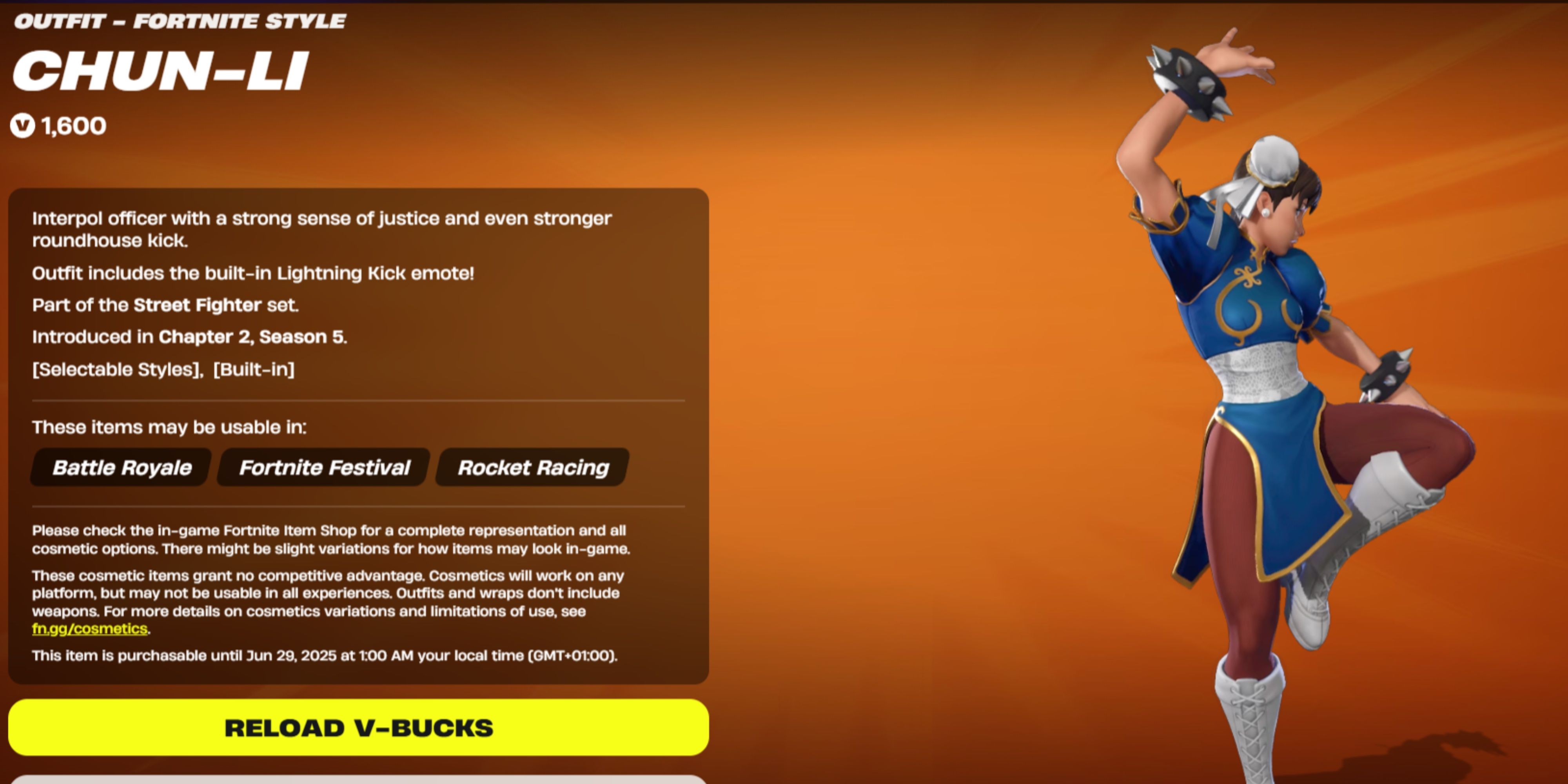 chun li bundle in the fortnite item store.