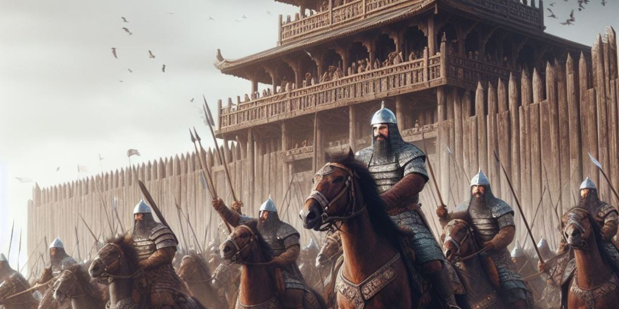 An artistic representation of a group of Mongols.