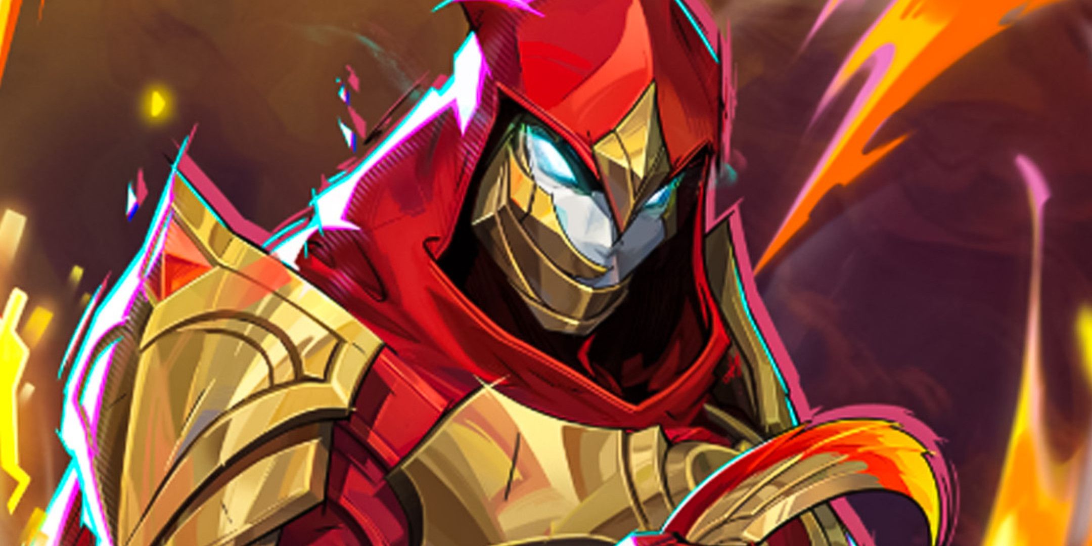 Moon Knight in a red and gold outfit.