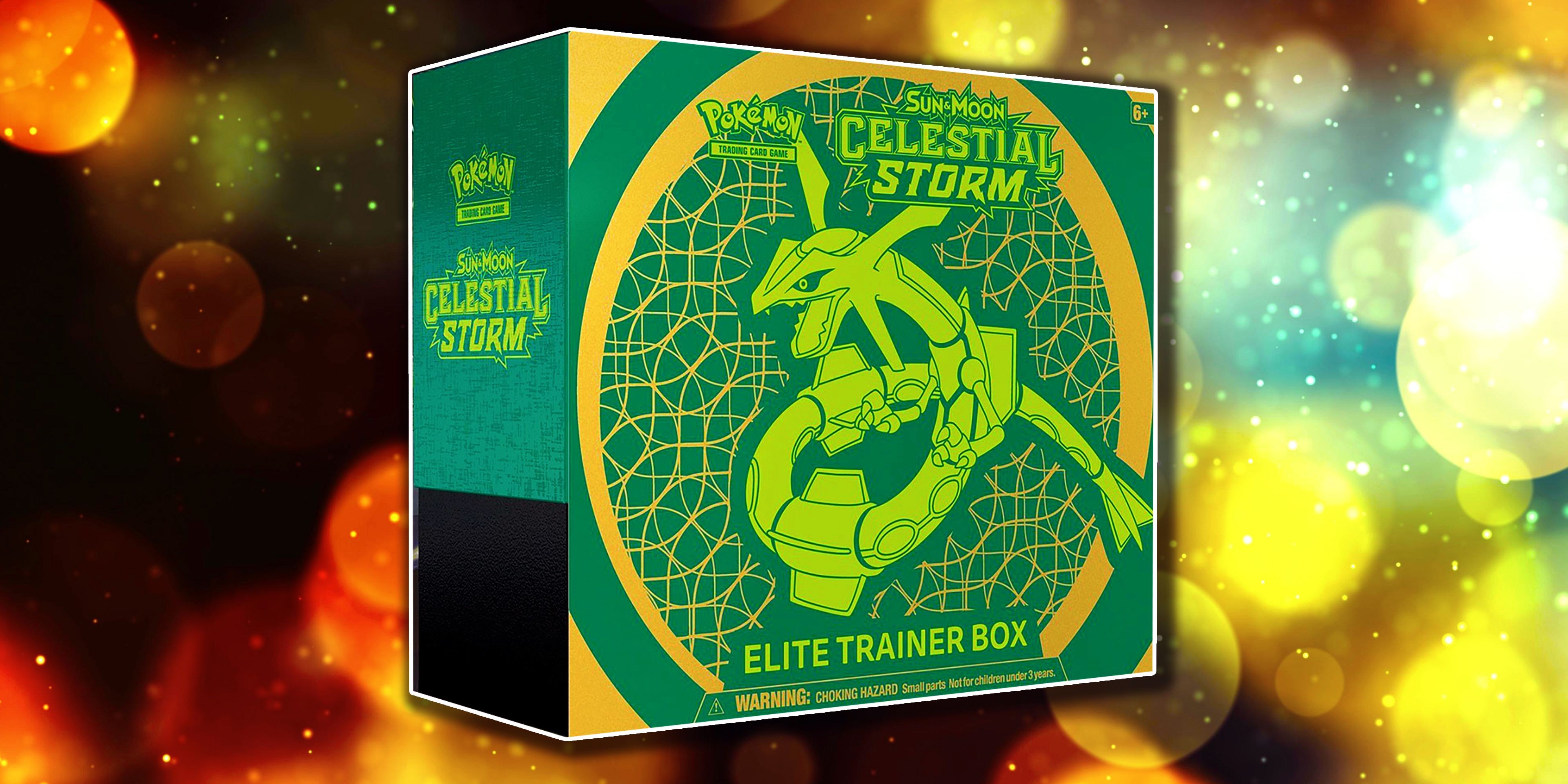 The Celestial Storm ETB from the Pokemon TCG.