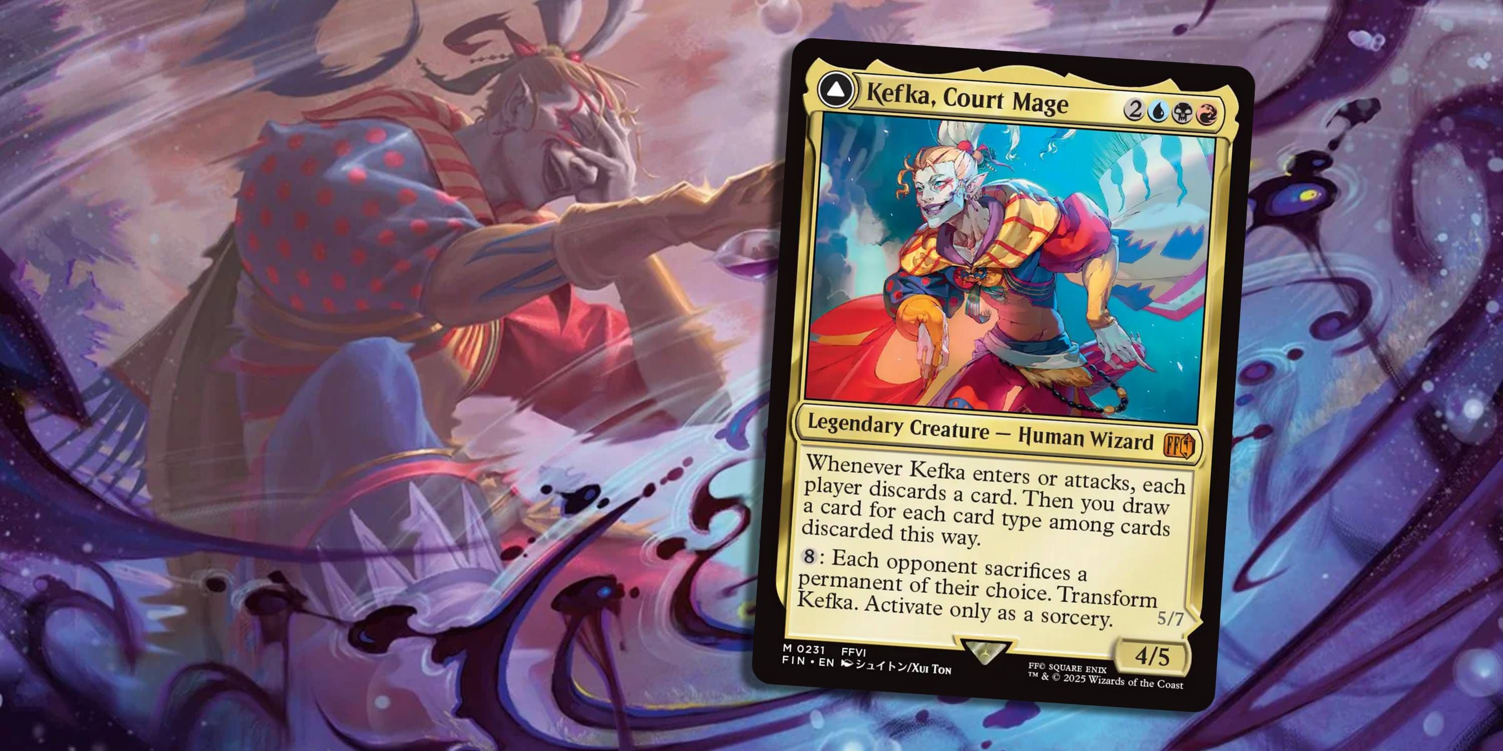 MTG art for Poison the Waters with Kefka, Court Mage card on top.