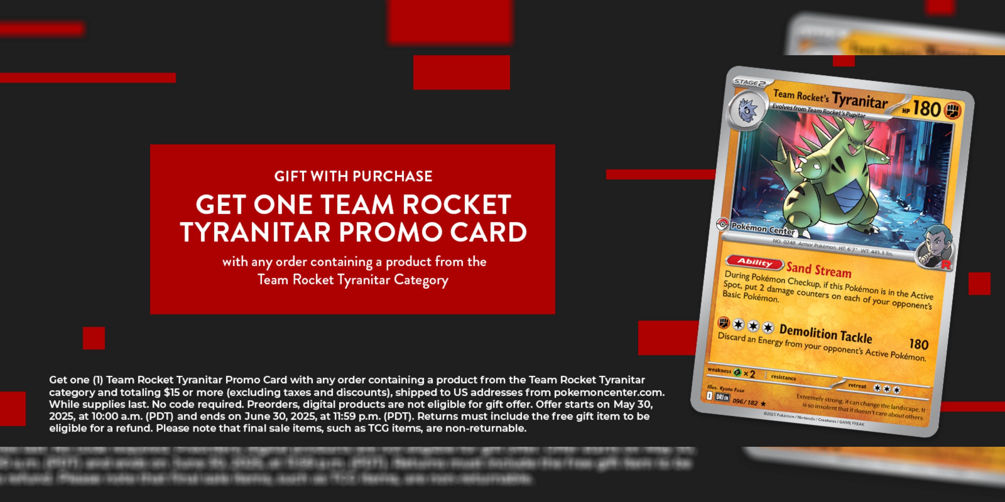 team rocket tyranitar promo card image and details.