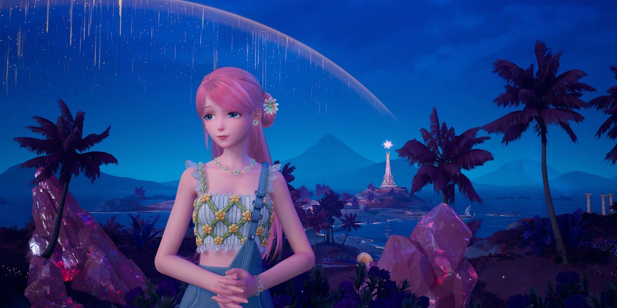 Nikki using the Anxious pose in the Sea of Stars in Infinity Nikki.