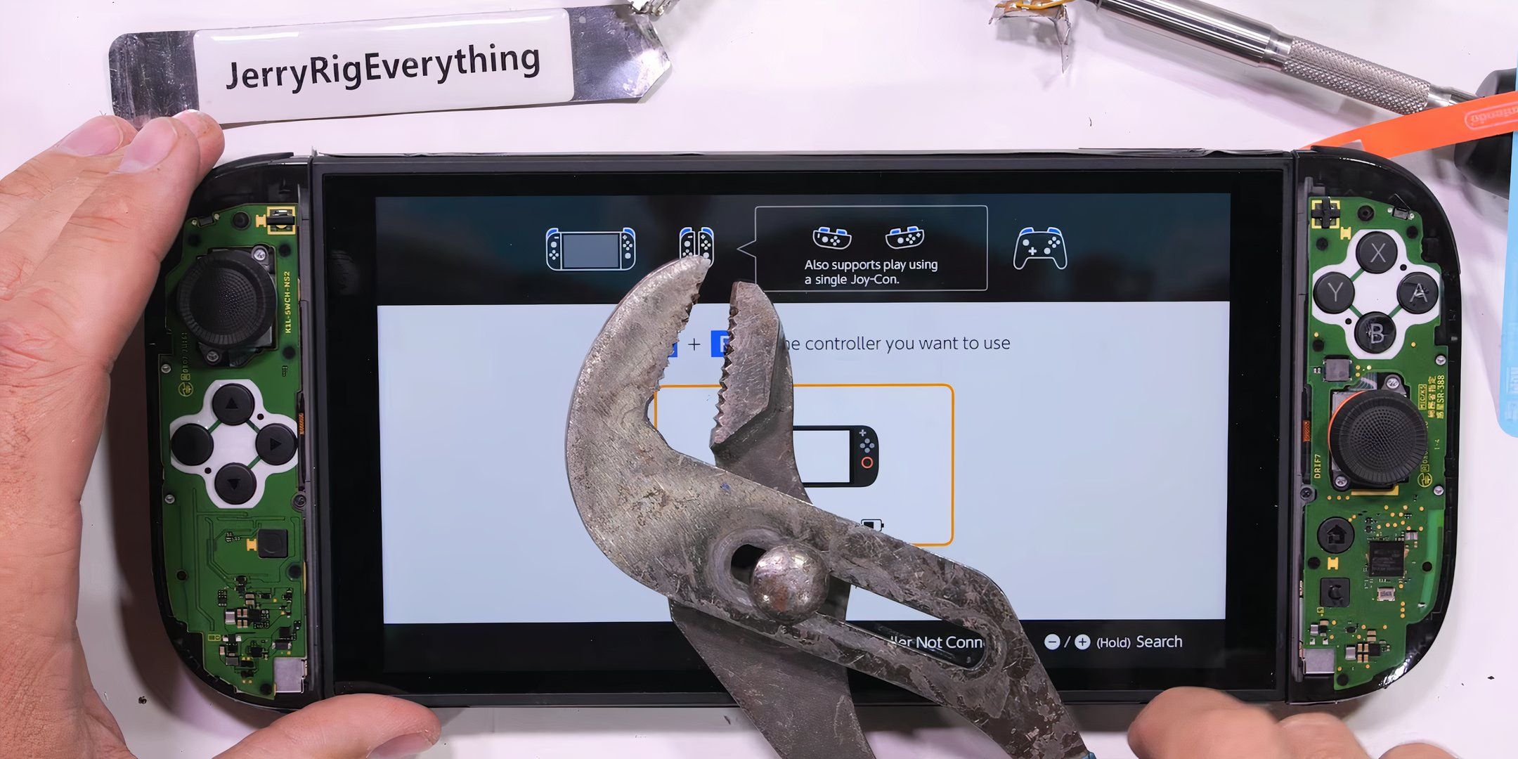 A Nintendo Switch 2 that's been torn apart by JerryRigEverything.
