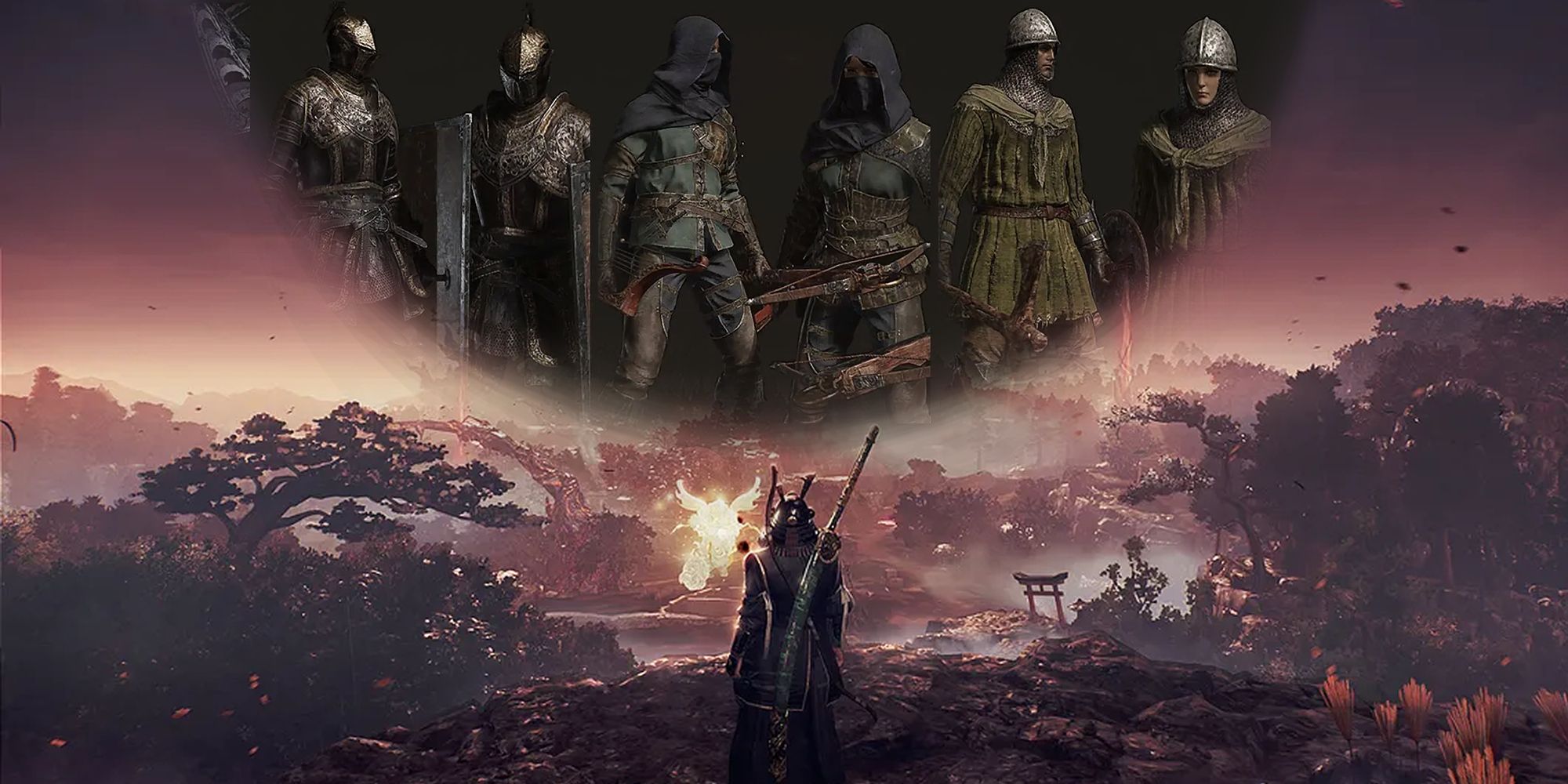 Nioh 3 hero sees a vision of a Elden Ring classes lined up.