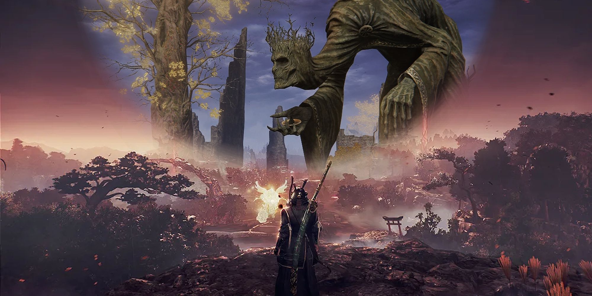 Nioh 3 hero sees a vision of a Guiding Statue in Elden Ring.