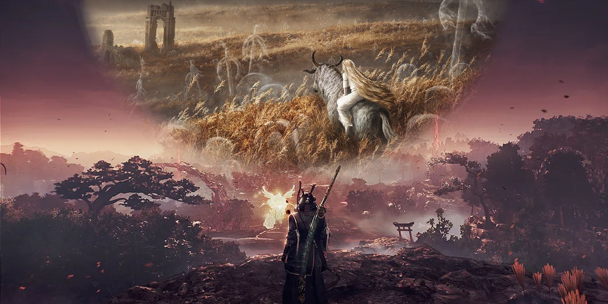 Nioh 3 hero sees a vision of a woman riding Torrent in Elden Ring.