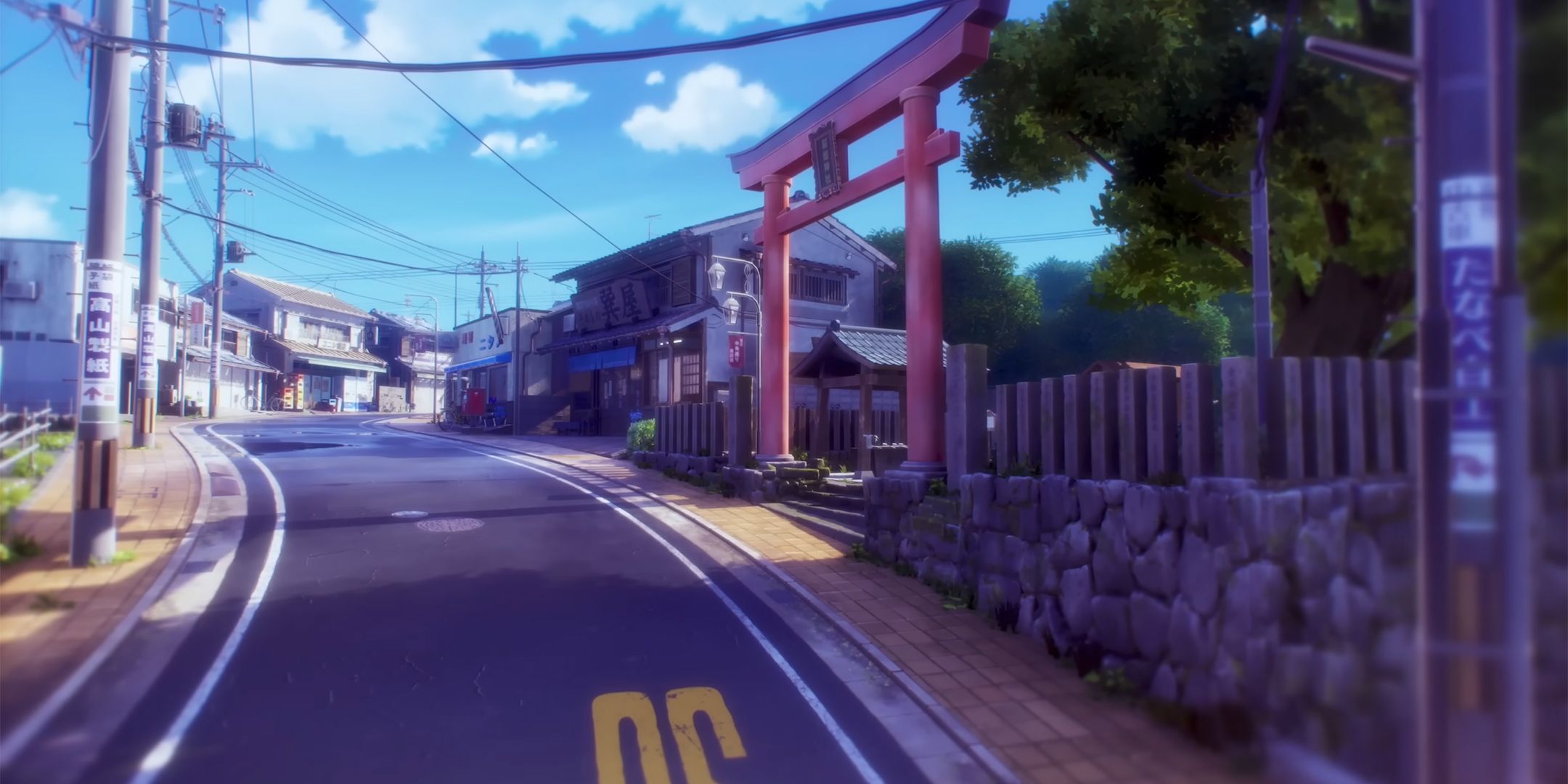 The main street of Inaba in Persona 4 Revival.