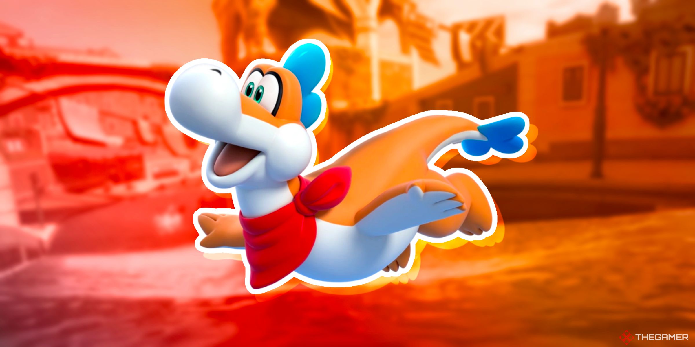 Plessie Surfing On Top Of The Track Salty Salty Speedway From Mario Kart World.