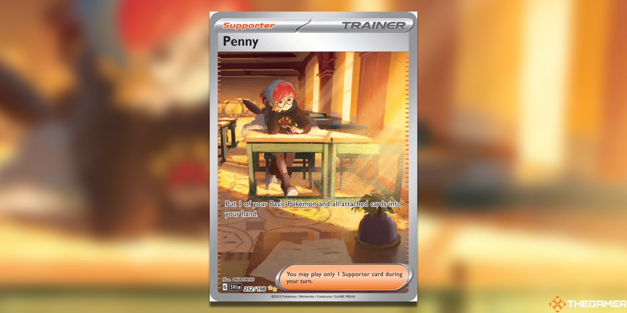 The Scarlet & Violet Base Penny Special Illustration Rare from the Pokemon TCG.
