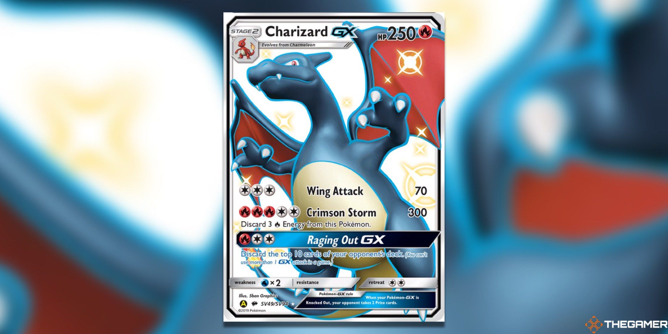 The Hidden Fates Charizard GX from the Pokemon TCG.