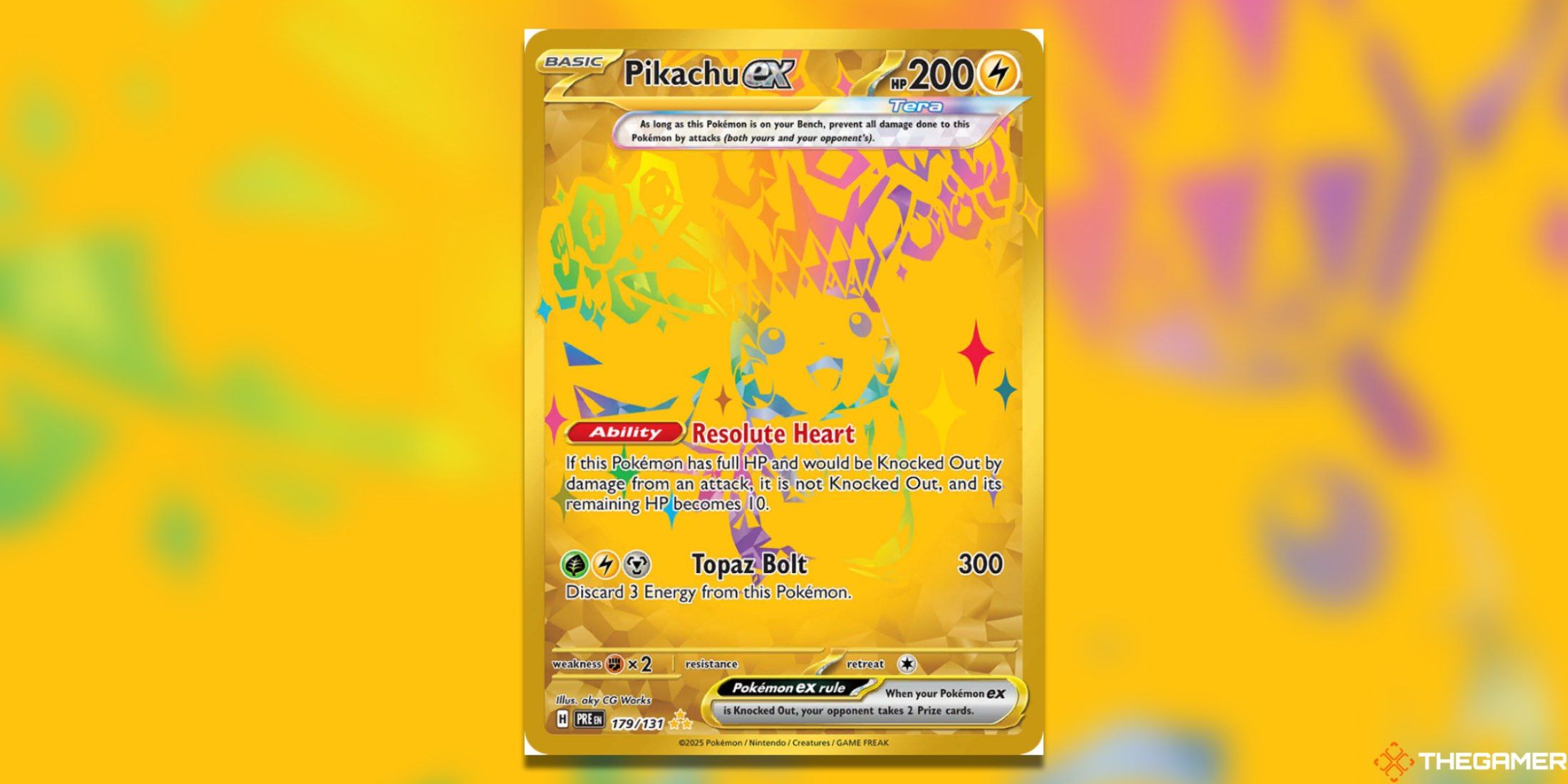 The Prismatic Evolutions Pikachu ex from the Pokemon TCG.