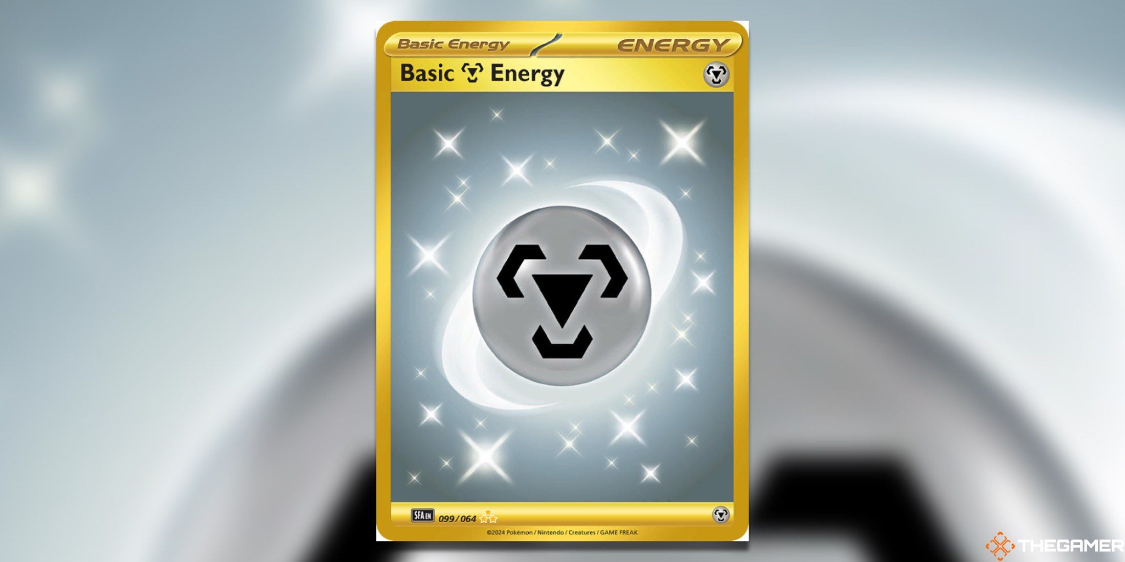 The Shrouded Fable Basic Metal Energy in the from the Pokemon TCG.