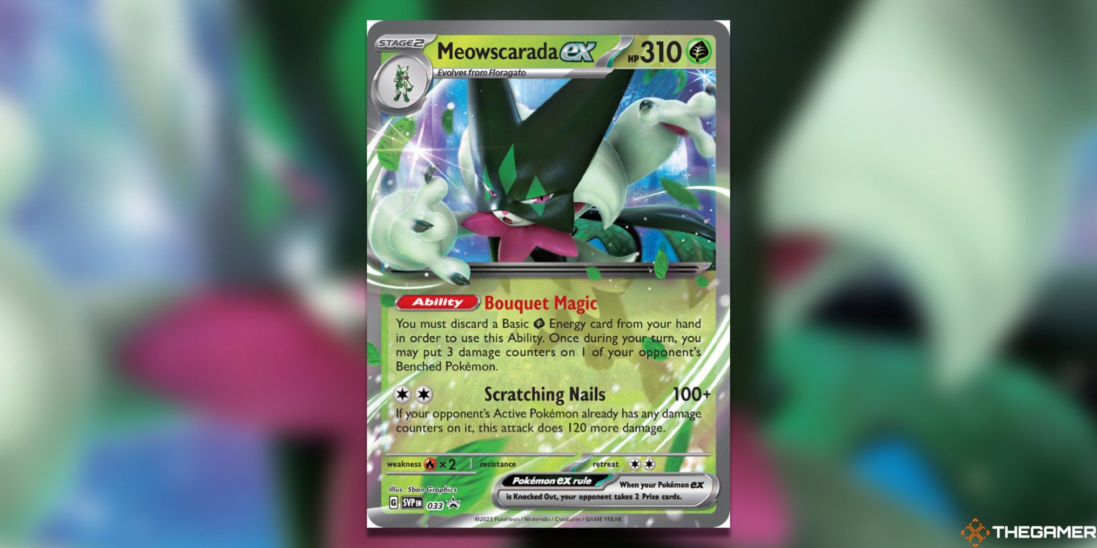 The Meowscarada ex Double Rare Promo from the Pokemon TCG.