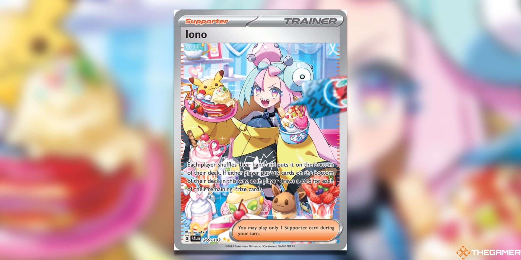 The Paldea Evolved Special Illustration Rare Iono from the Pokemon TCG.