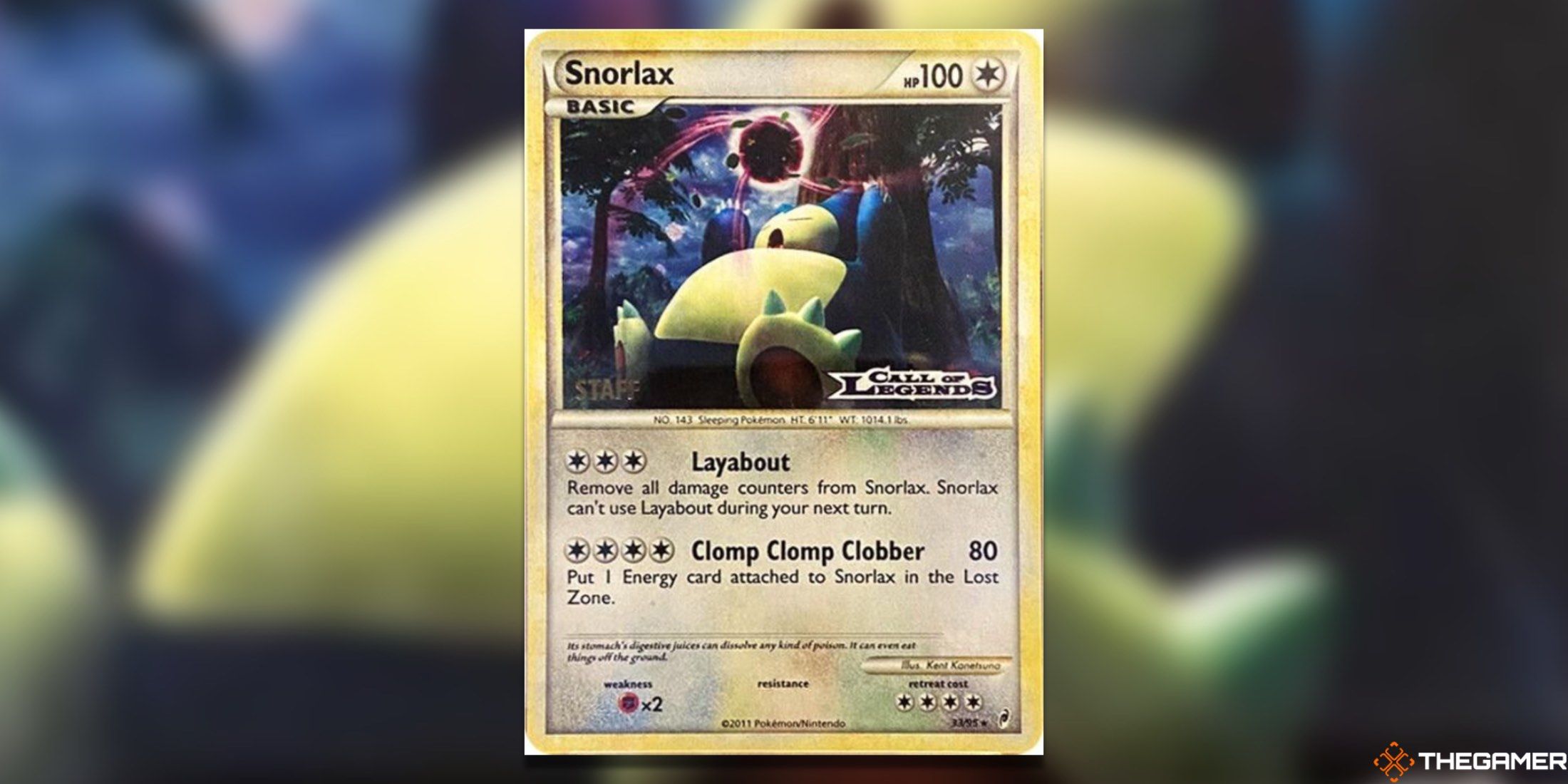 The Prerelease Snorlax Call Of Legends from the Pokemon TCG.