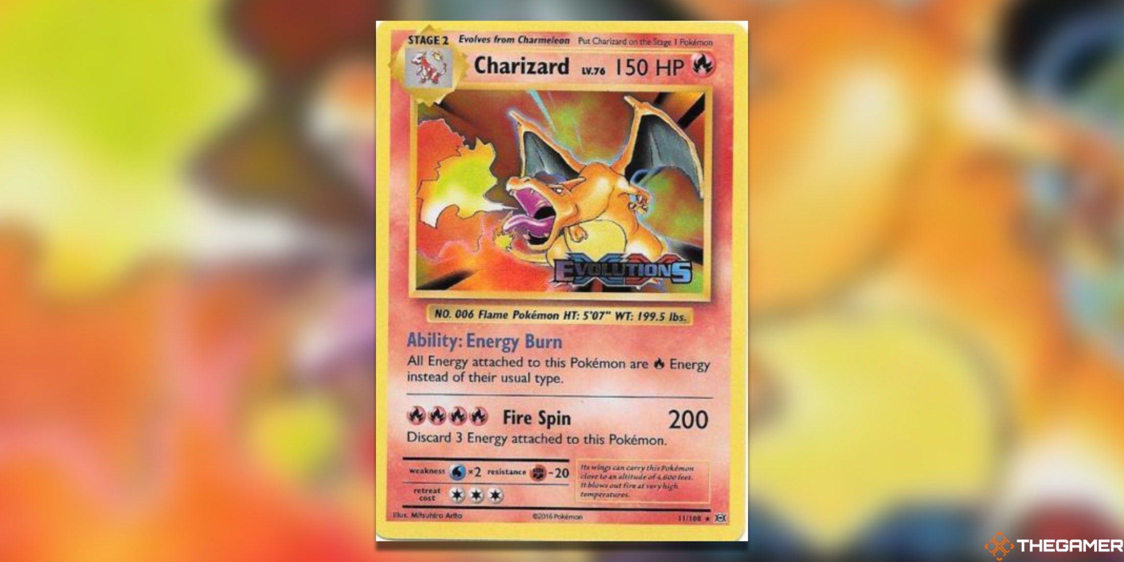 The Prerelease XY Evolutions Charizard in the Pokemon TCG.