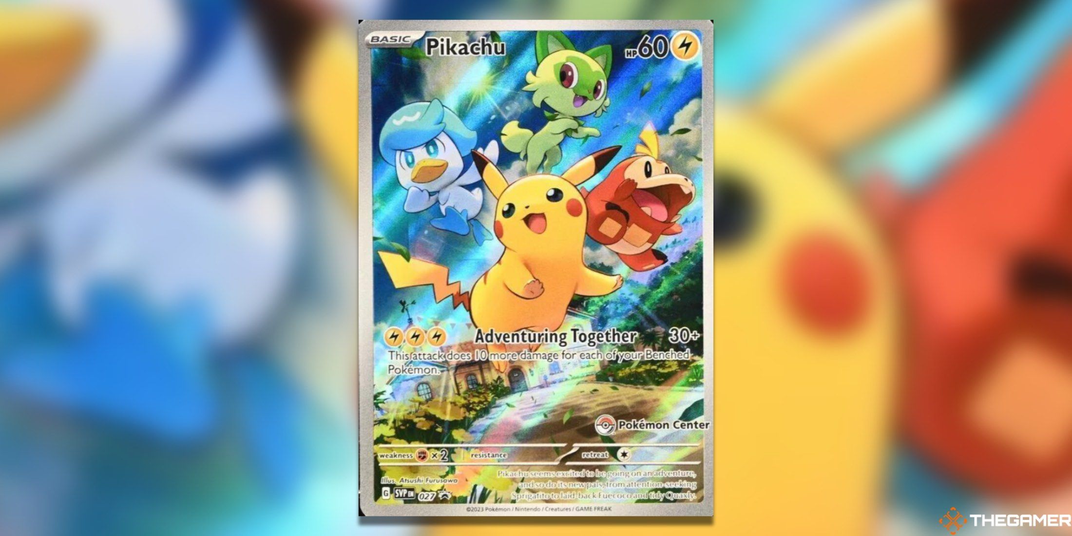 The Pokemon Center Exclusive Pikachu from the Pokemon TCG.