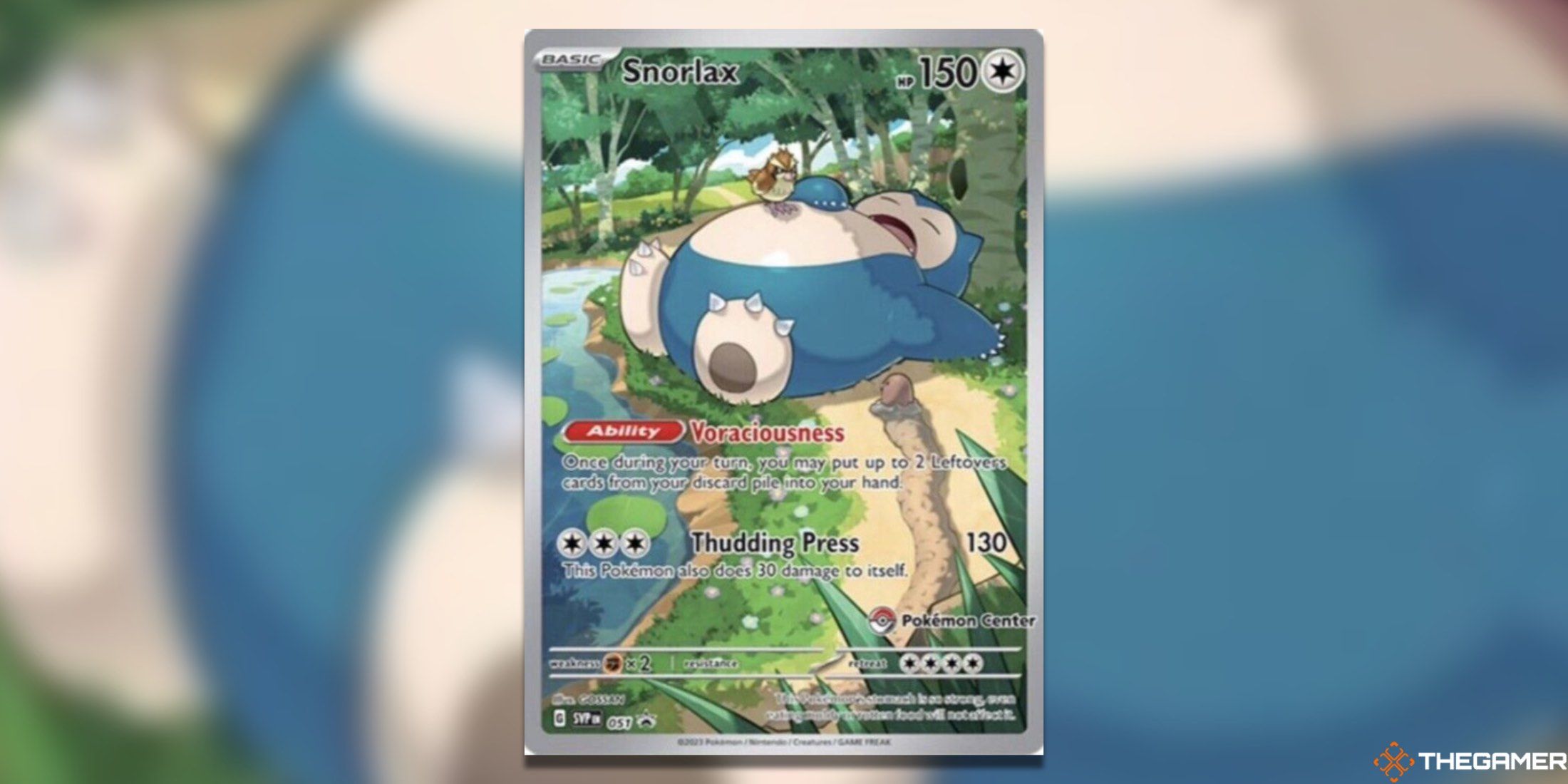The Pokemon Center Exclusive Snorlax from the Pokemon TCG.