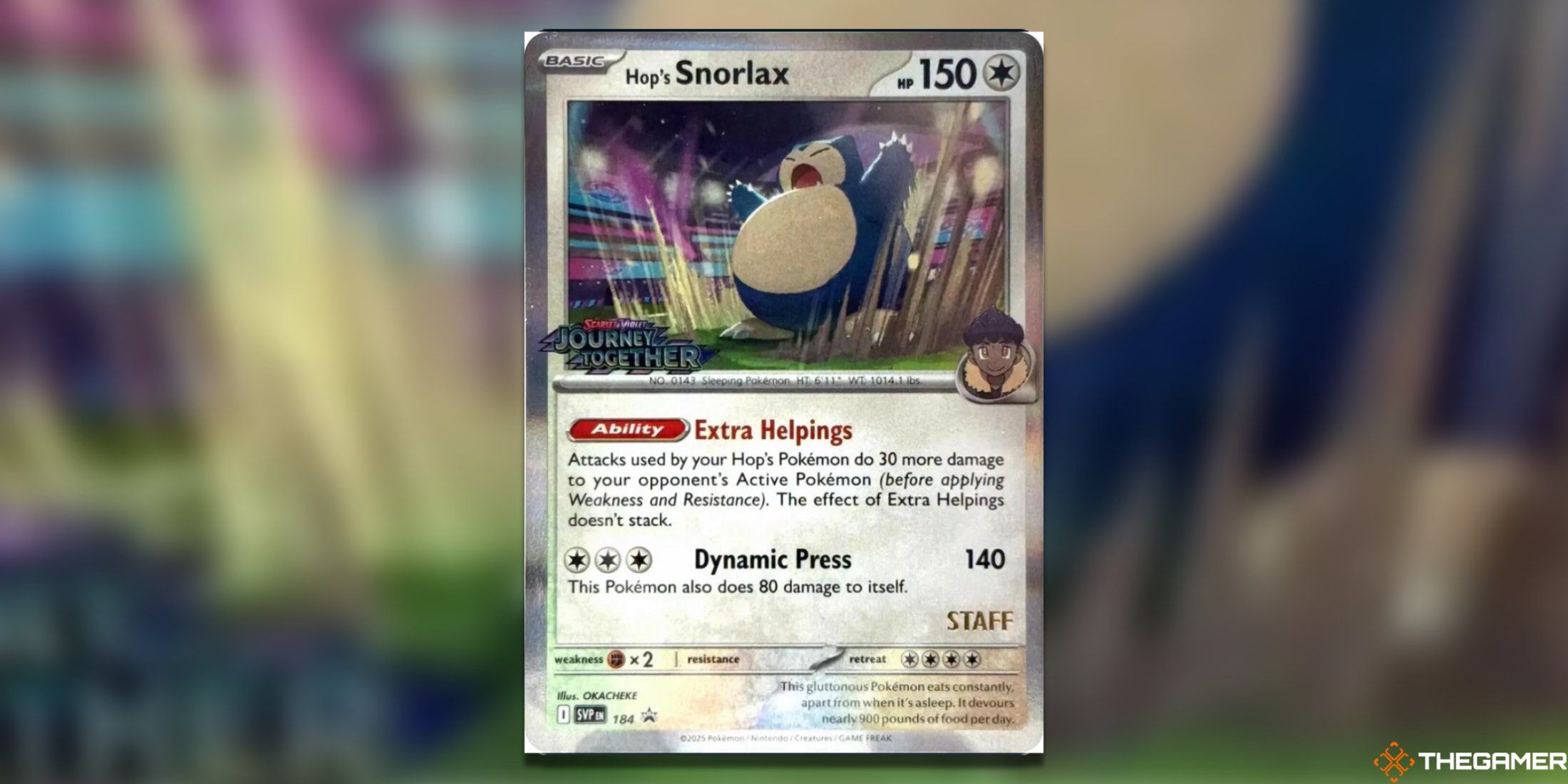 The Prerelease Hop's Snorlax from the Pokemon TCG.