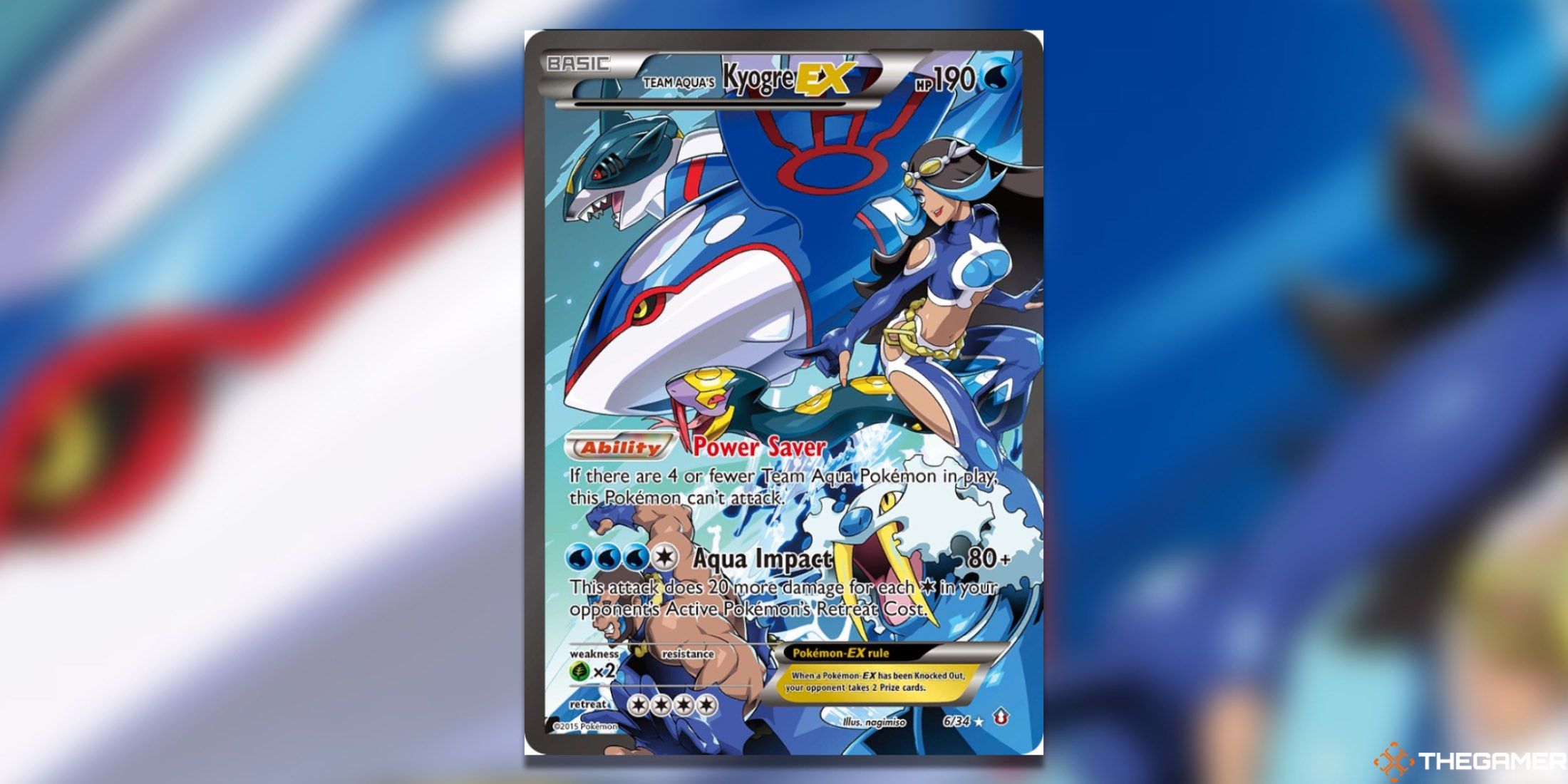 Team Aqua's Kyogre EX in the Pokemon TCG.